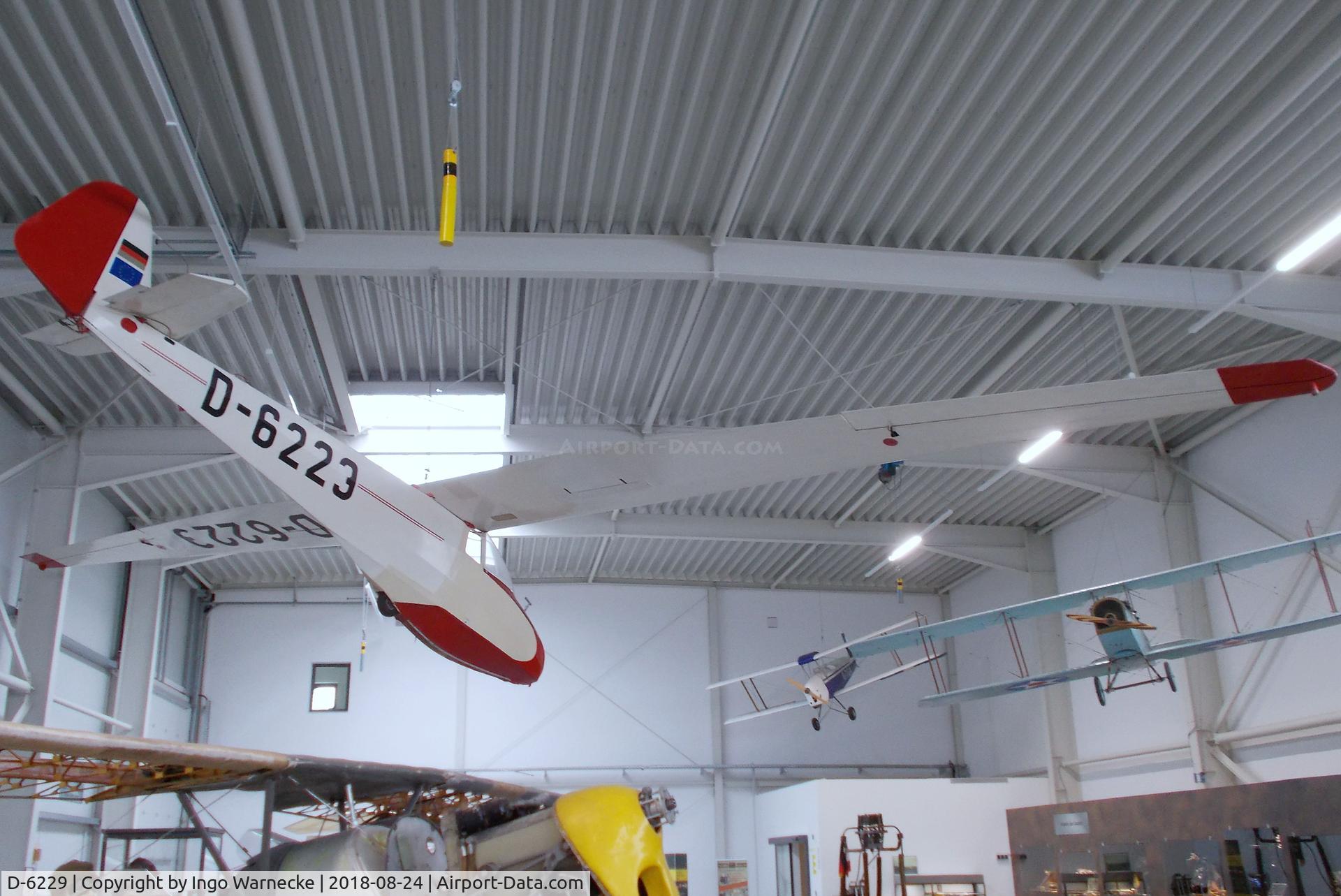 D-6229, Scheibe L-Spatz 55 C/N Not found D-6229, Scheibe L-Spatz 55 (displayed falsely as D-6223) at the Museum für Luftfahrt u. Technik, Wernigerode