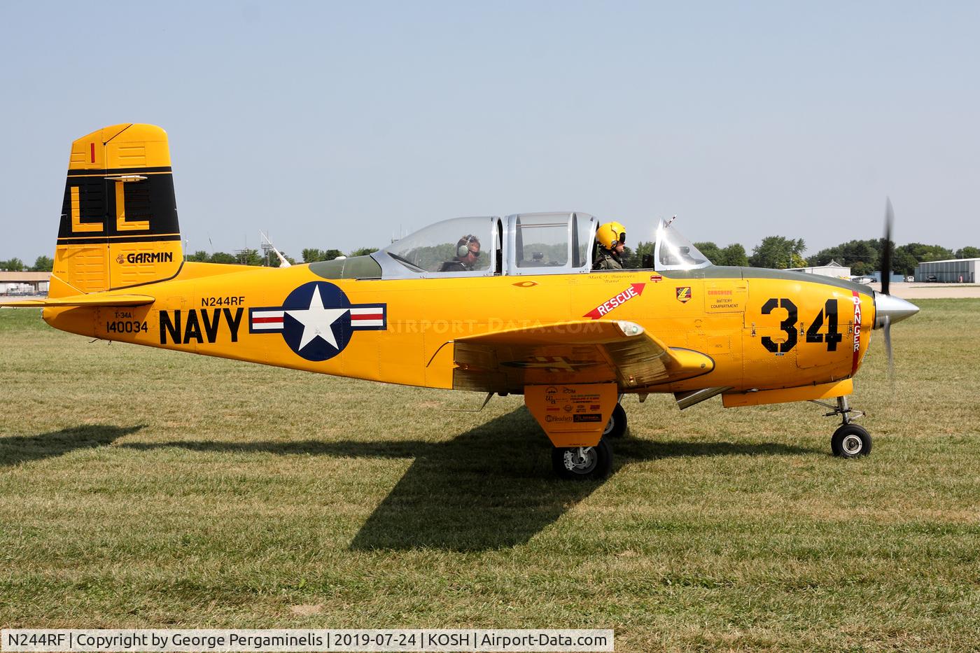 N244RF, Beech T-34A (A45) Mentor Mentor C/N FM96-59-01096, Oshkosh 2019.