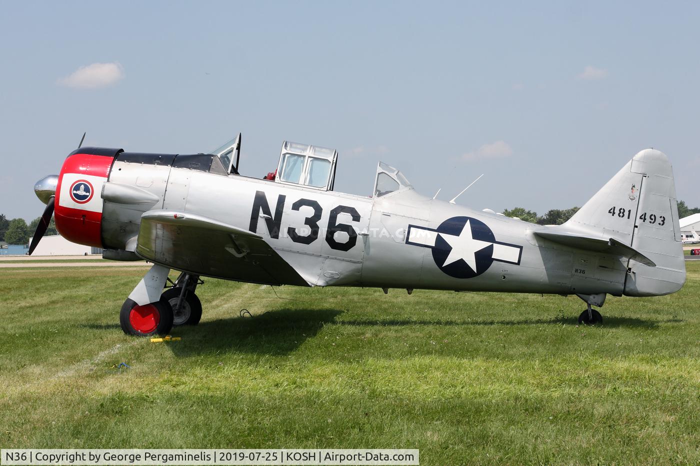 N36, 1944 North American AT-6F Texan C/N 121-42765, Oshkosh 2019.