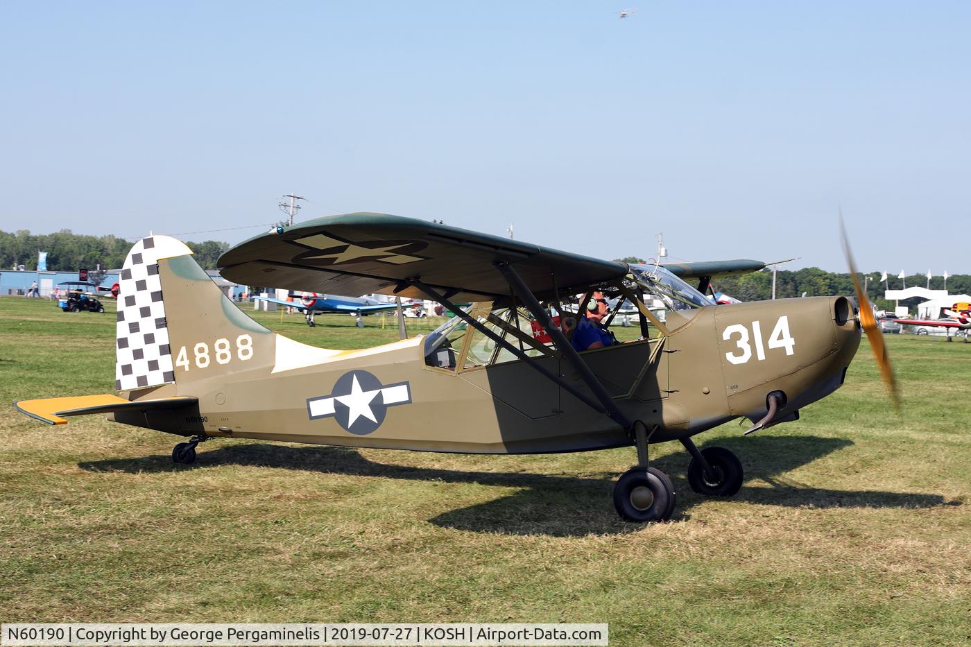 N60190, 1945 Stinson L-5 Sentinel C/N 76-91, Oshkosh 2019.