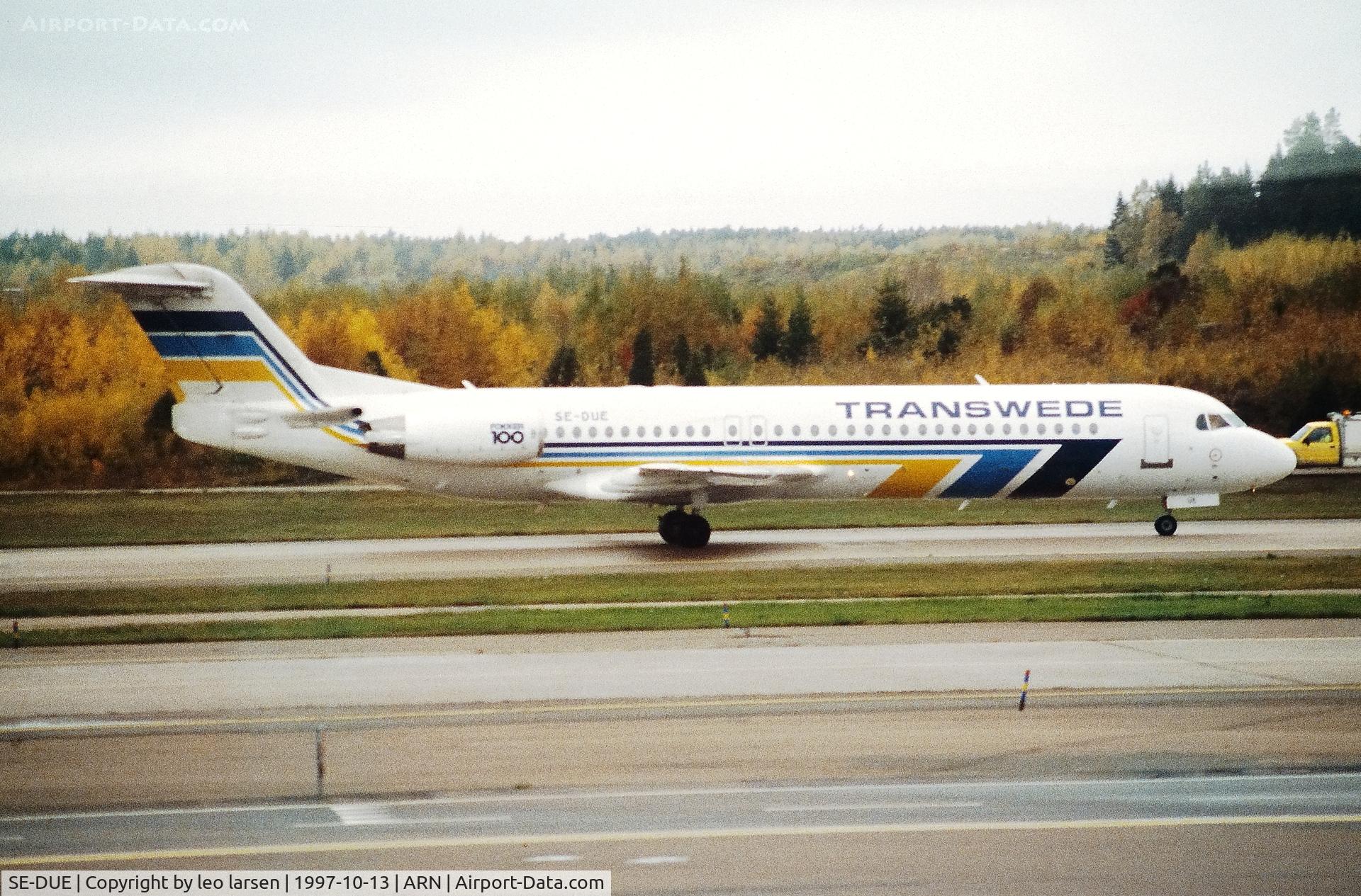 SE-DUE, 1990 Fokker 100 (F-28-0100) C/N 11326, Arlanda 13.10.1997