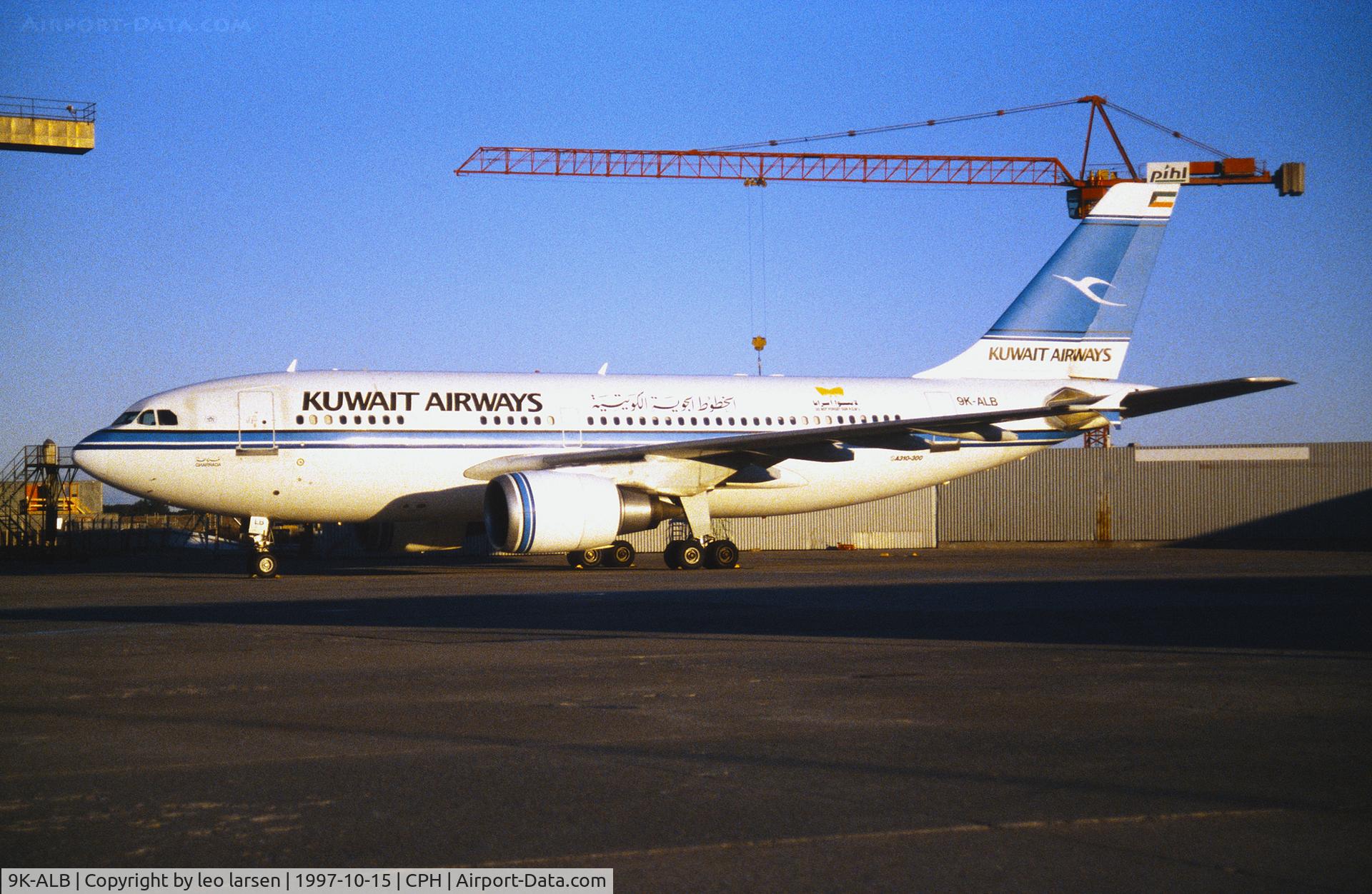 9K-ALB, 1992 Airbus A310-308 C/N 649, Copenhagen 15.10.1997