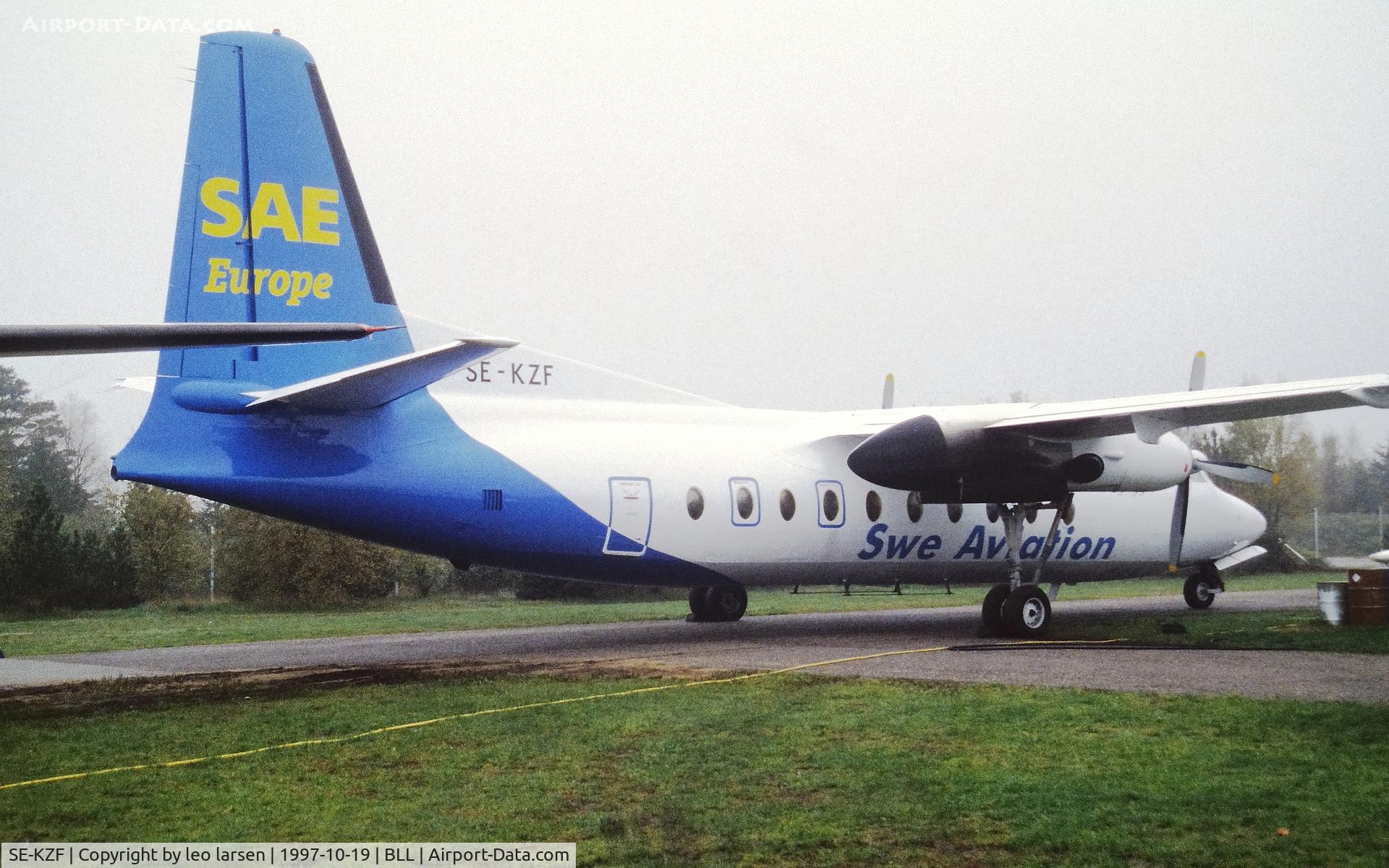 SE-KZF, 1965 Fokker F.27-100 Friendship C/N 10266, Billund 19.10.1997