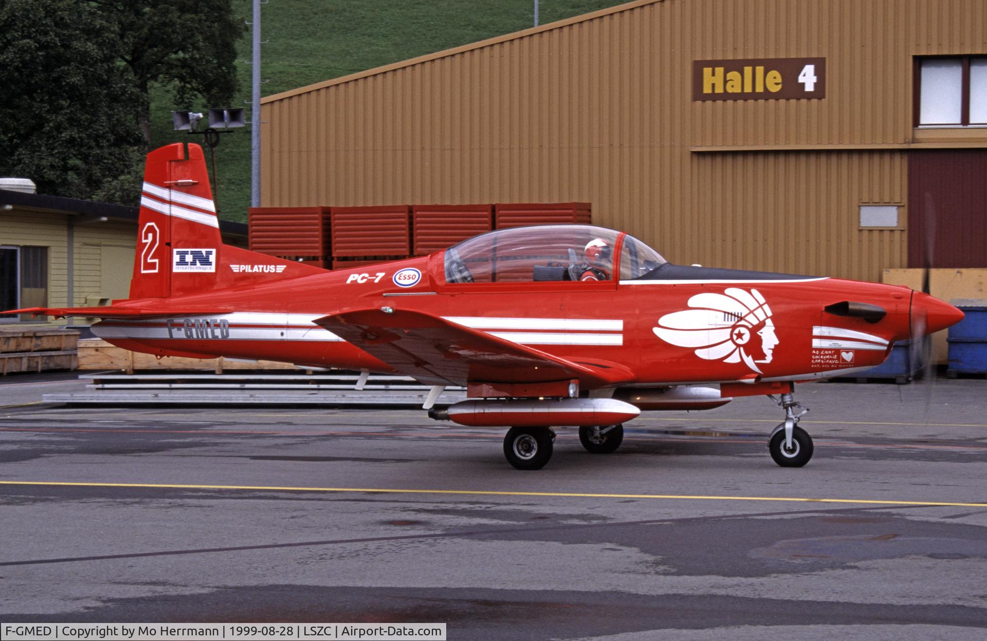 F-GMED, Pilatus PC-7 C/N 480, taken at Pilatus Flugzeugwerke factory tarmac, during 60 years celebrations.