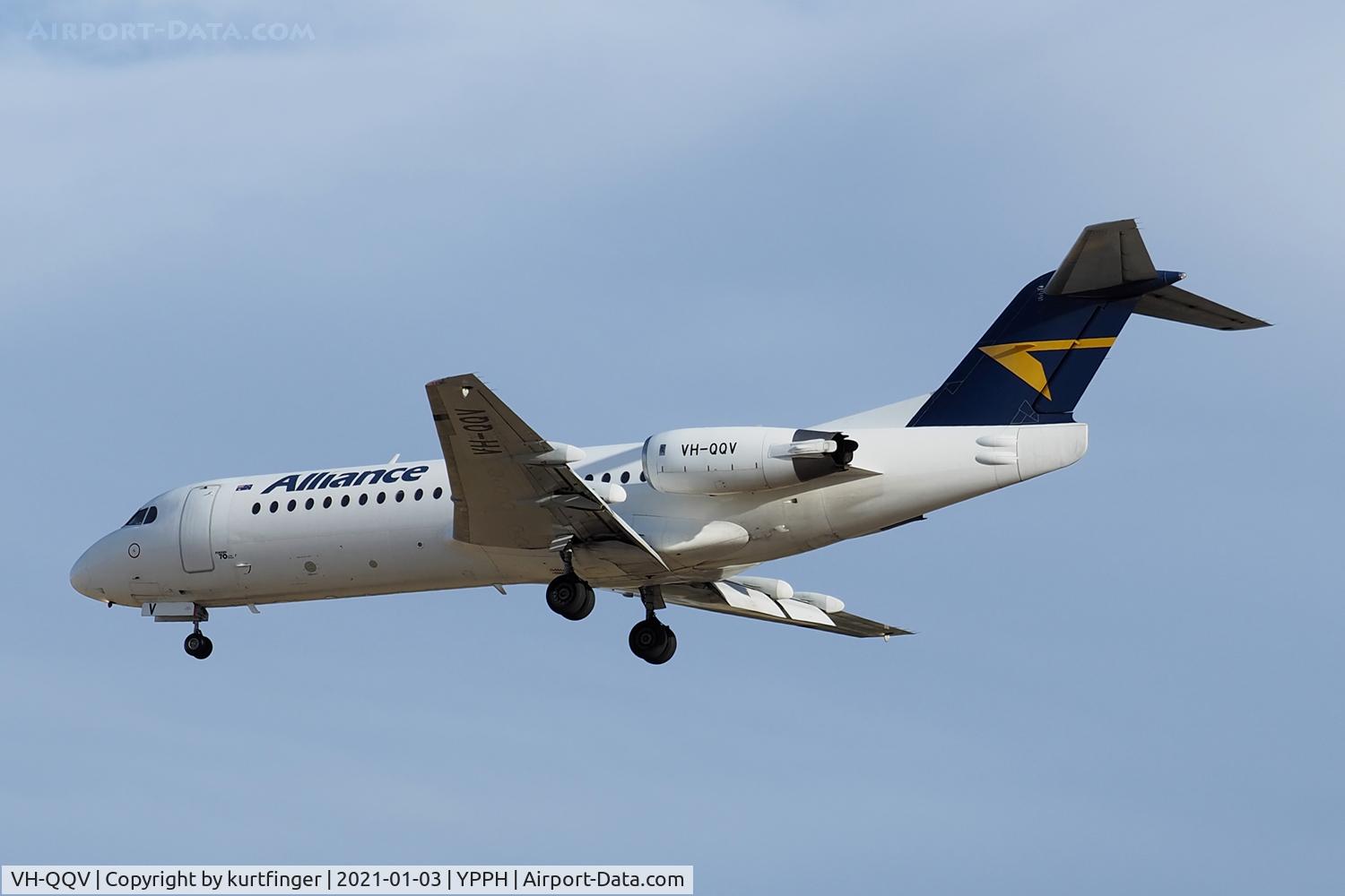 VH-QQV, 1996 Fokker 70 (F-28-0070) C/N 11565, Fokker F70 cn 11565. Alliance Airlines VH-QQV YPPH 03 January 
 2021