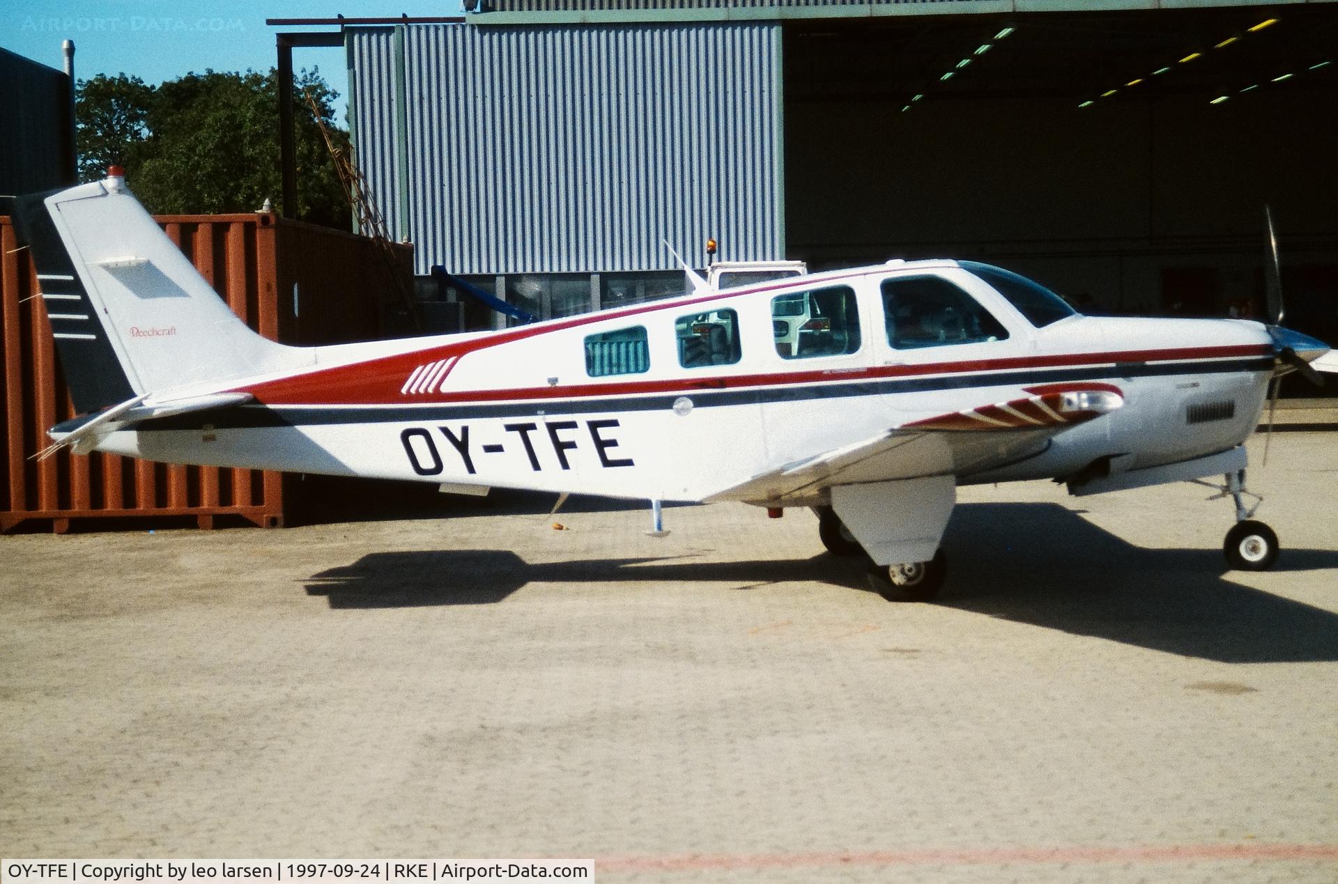 OY-TFE, 1996 Beech A36 Bonanza Bonanza 36 C/N E-3034, Roskilde 24.9.1997