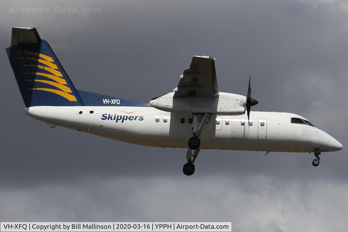 VH-XFQ, 1991 De Havilland Canada DHC-8-106 Dash 8 C/N 306, short finals from Kalamunda Road
