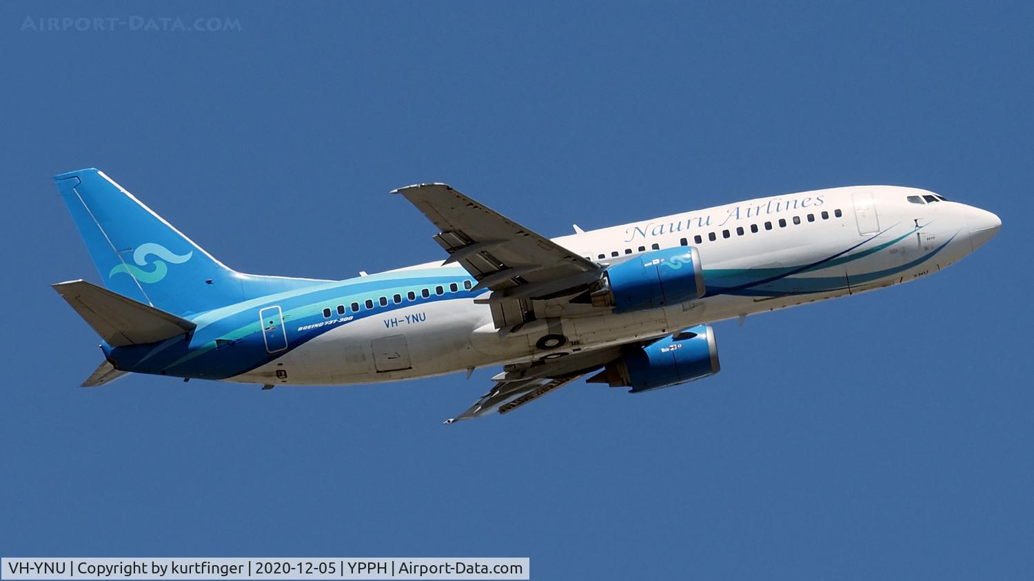 VH-YNU, 1999 Boeing 737-319 C/N 25607, Boeing 737-319 cn 25607 Ln 3126. Nauru Airlines VH-YNU departed runway 21 YPPH 05 December 2020.