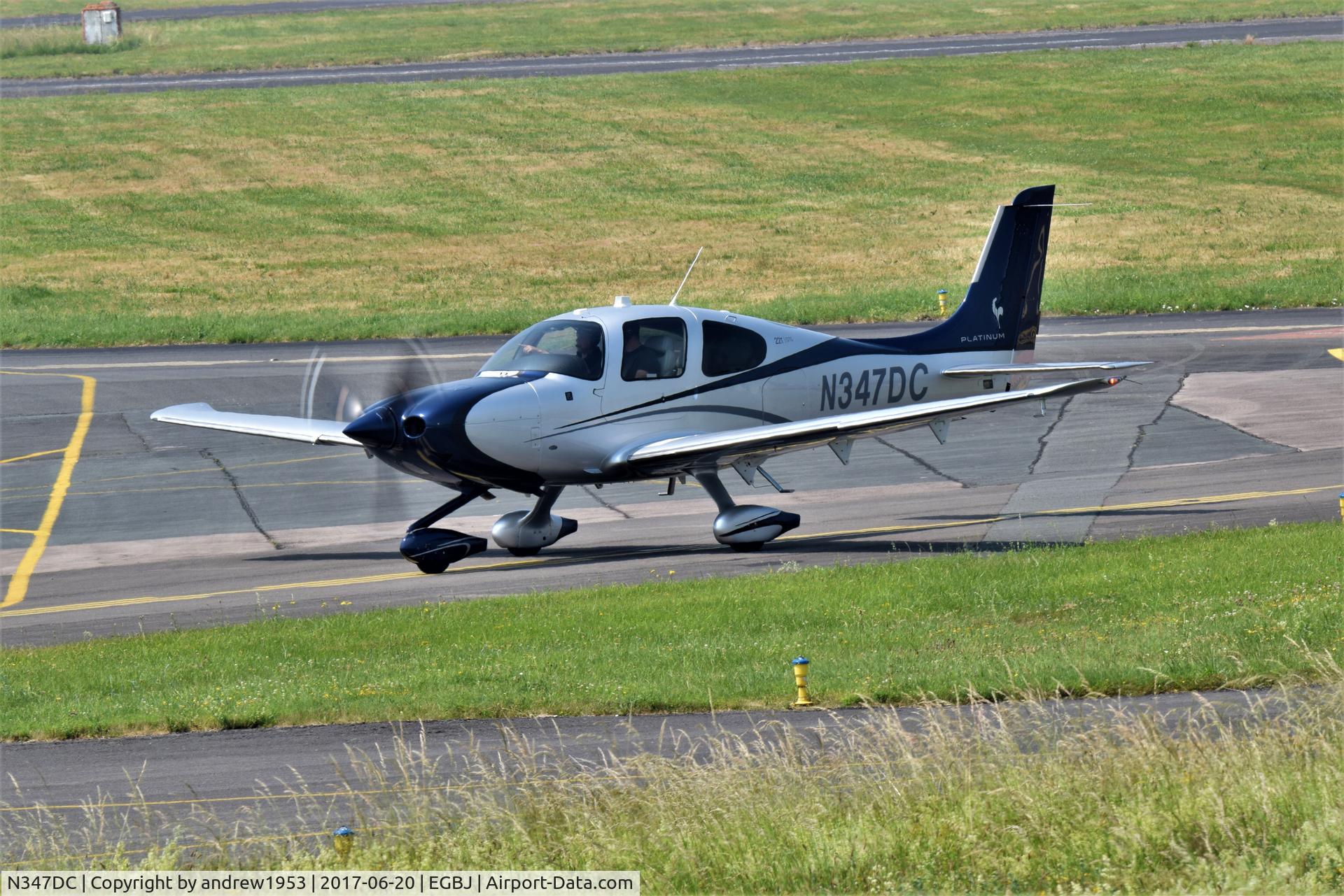 N347DC, 2015 Cirrus SR-22T G5-GTS Platinum C/N 1104, N347DC at Gloucestershire Airport.