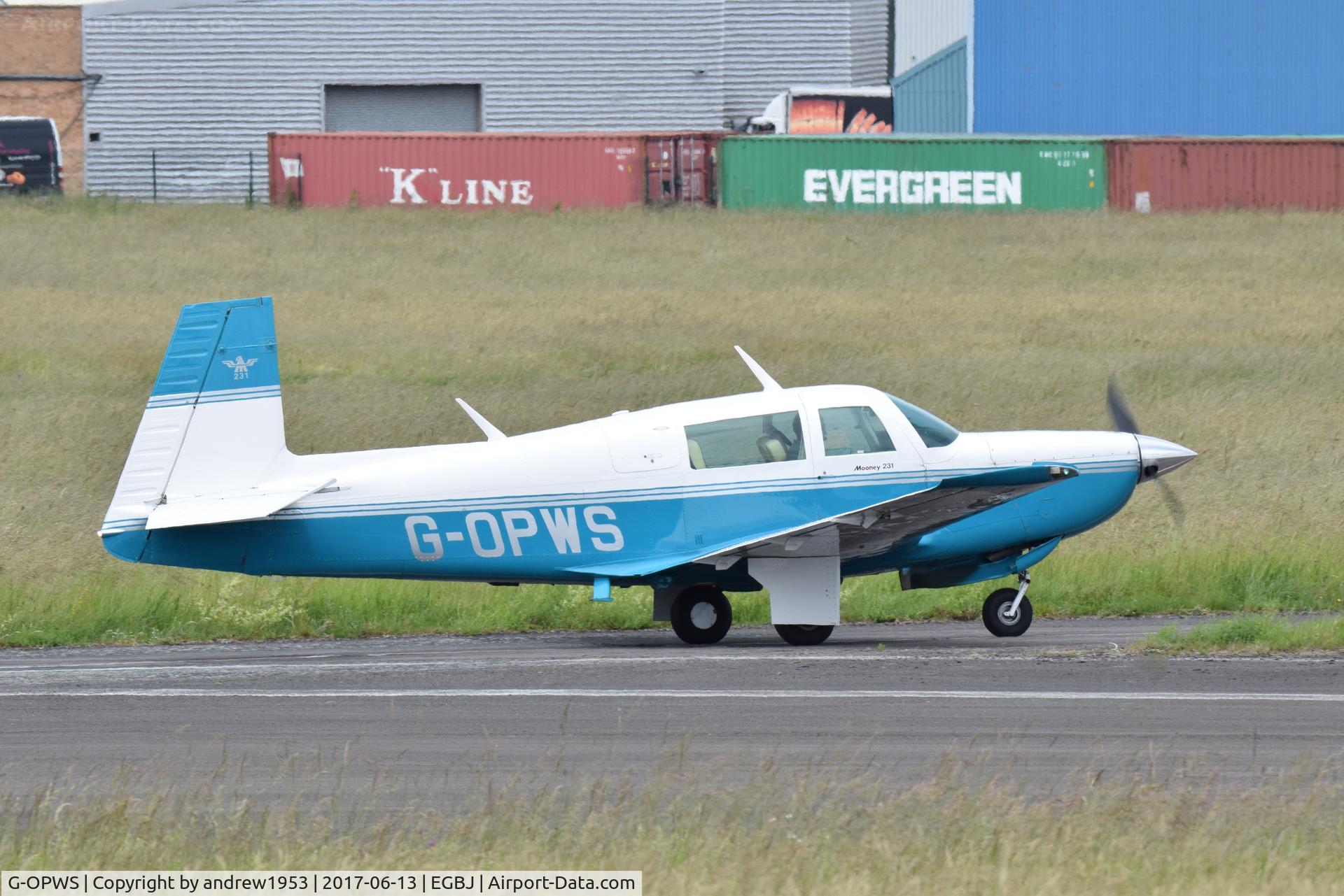 G-OPWS, 1982 Mooney M20K C/N 25-0663, G-OPWS at Gloucestershire Airport.
