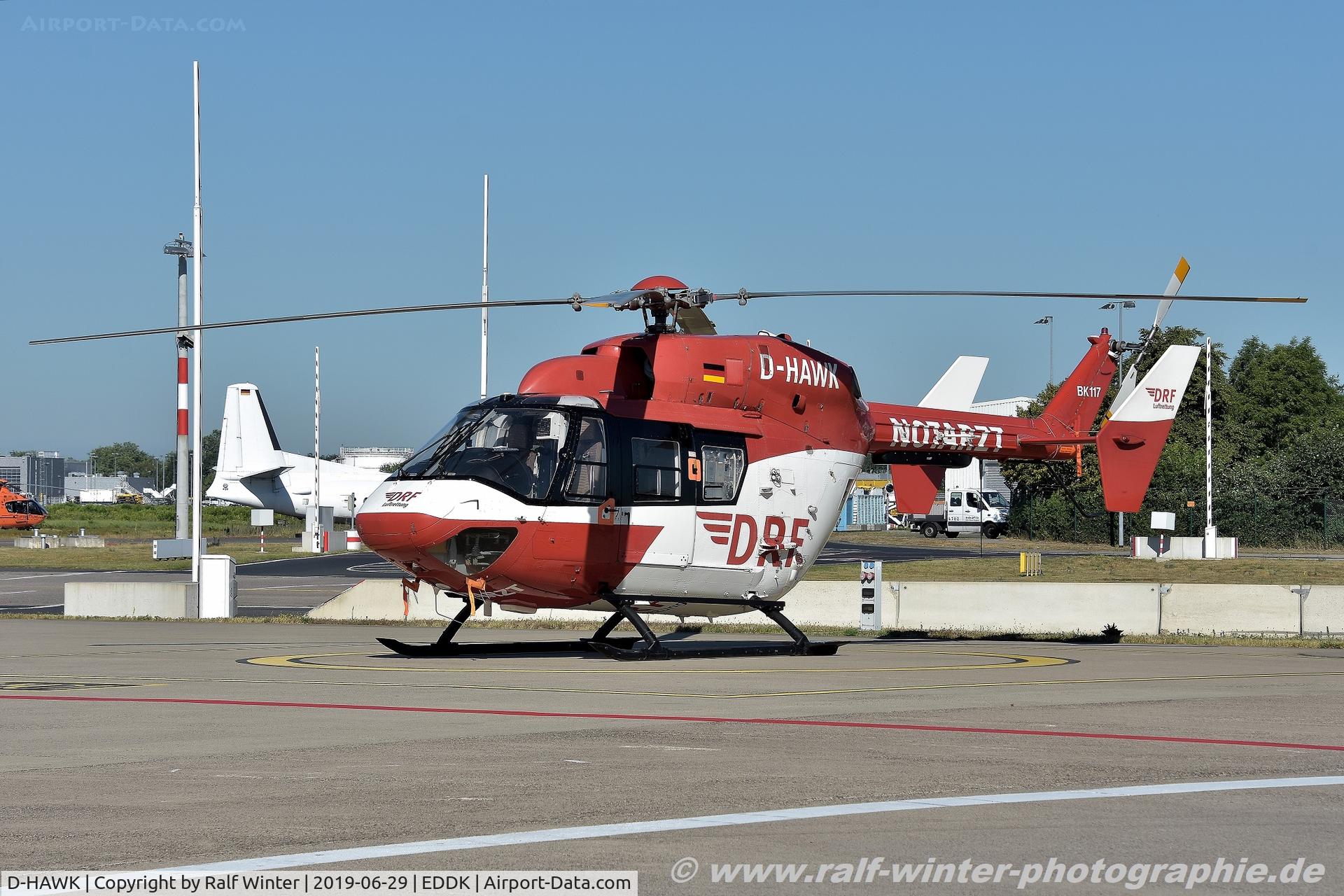 D-HAWK, 2015 Eurocopter-Kawasaki BK-117B-2 C/N 7225, MBB BK-117B2 - 1I AMB Deutsche Rettungsflugwacht DRF - 7225 - D-HAWK - 29.06.2019 - CGN