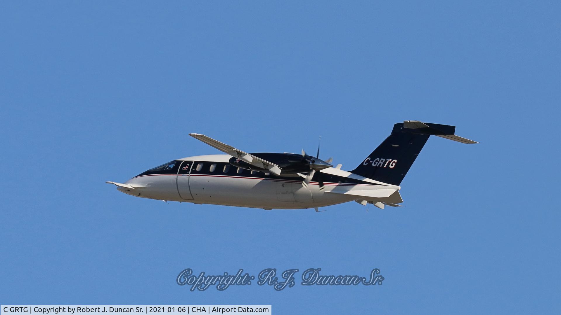 C-GRTG, 2008 Piaggio P-180 Avanti II C/N 1172, Piaggio P-180 taking off from Chattanooga, Tennessee's Lovell Field on 6 January, 2021.