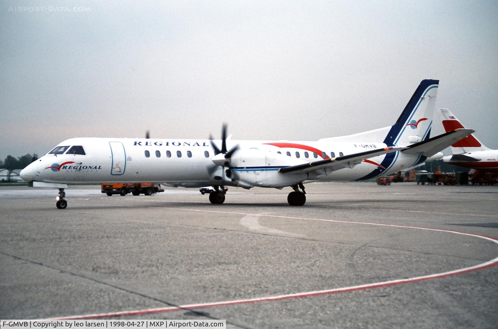 F-GMVB, 1995 Saab 2000 C/N 2000-019, Milano Malpensa 27.4.1998