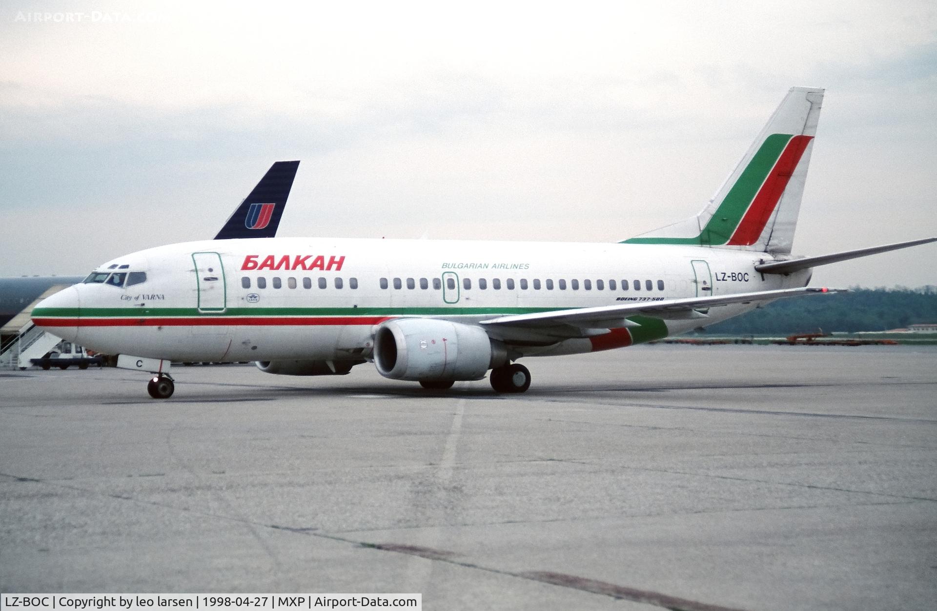 LZ-BOC, 1991 Boeing 737-53A C/N 25425, Milano Malpensa 27.4.1998