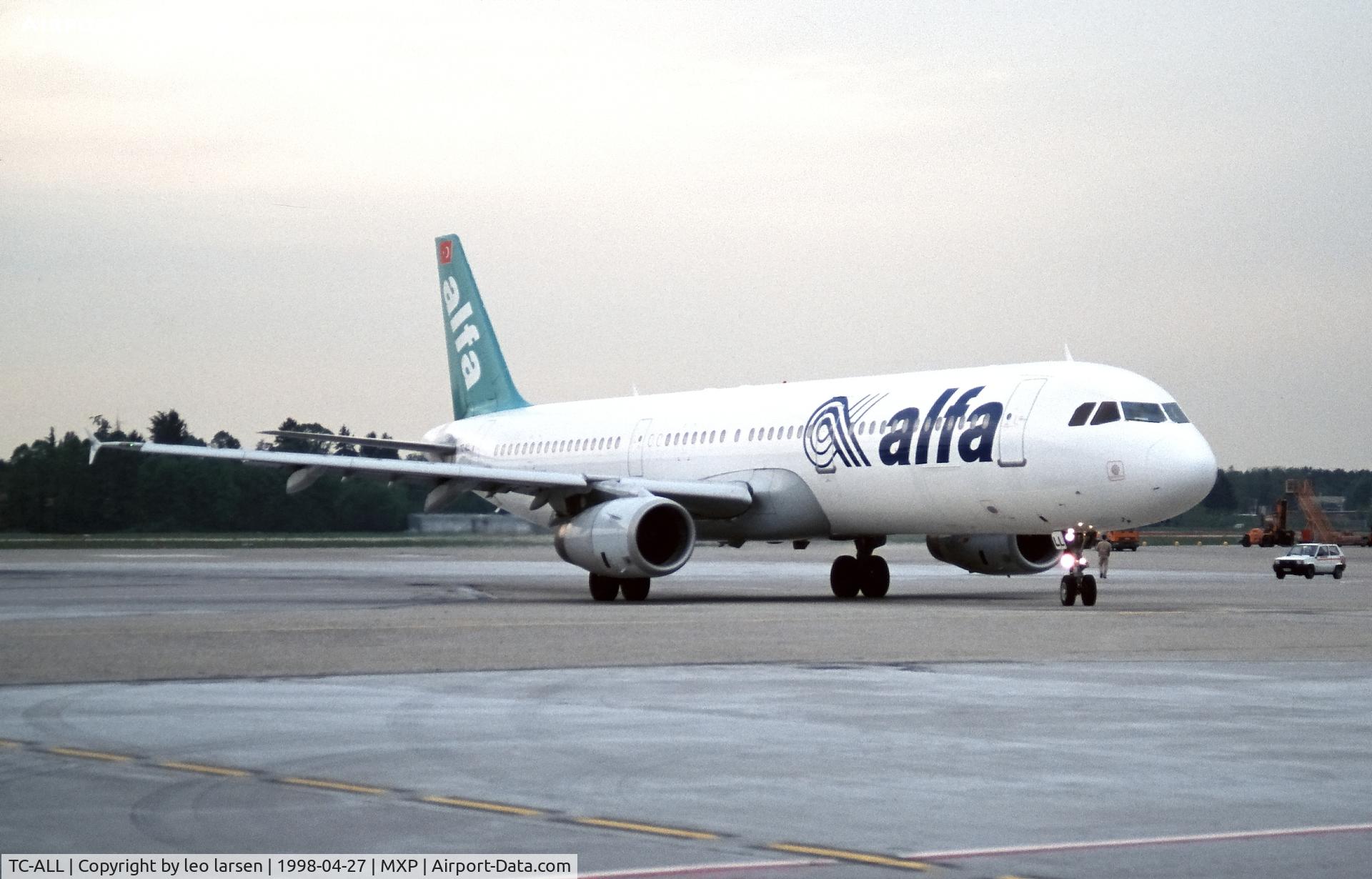 TC-ALL, 1996 Airbus A321-131 C/N 604, Milano Malpensa 27.4.1998