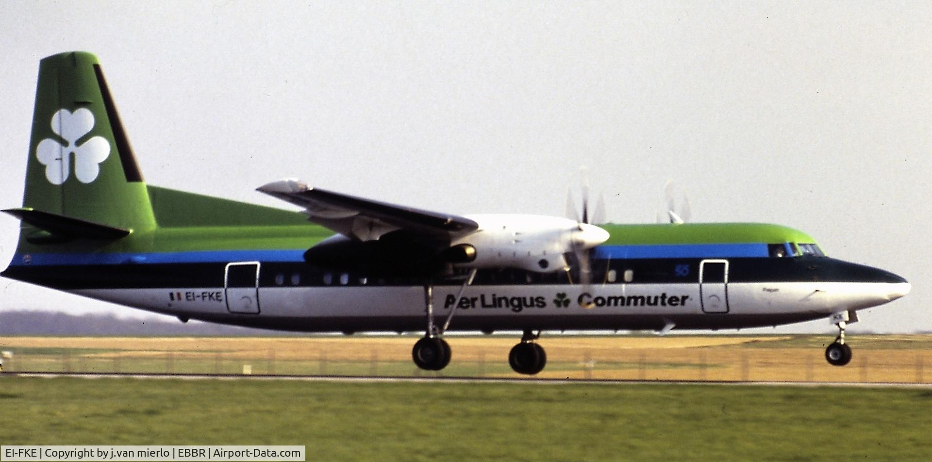 EI-FKE, 1991 Fokker 50 C/N 20208, Landing EBBR 25L scan from slide