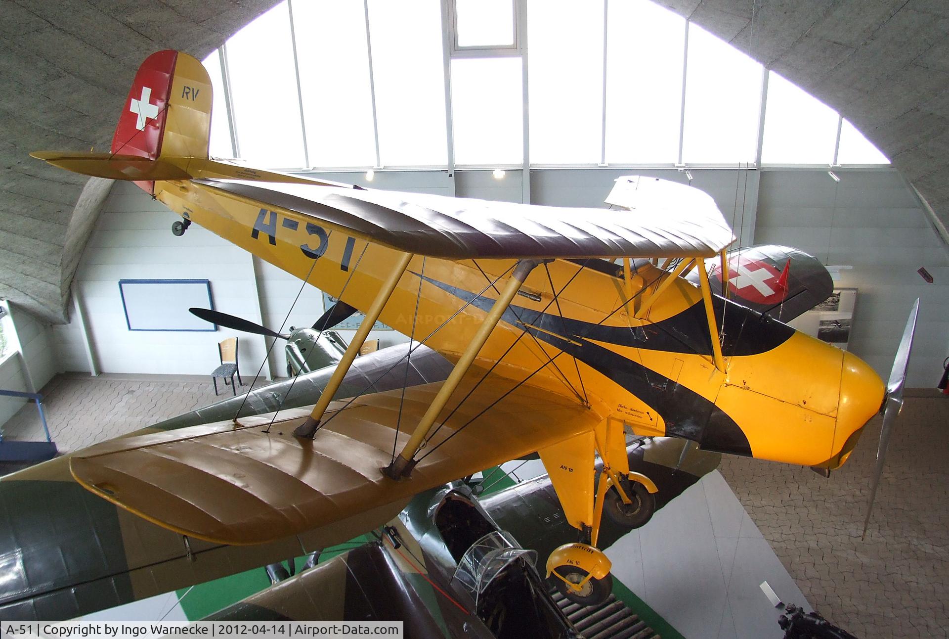 A-51, Bucker Bu-131B Jungmann C/N 64, Bücker Bü 131B Jungmann at the Flieger-Flab-Museum, Dübendorf