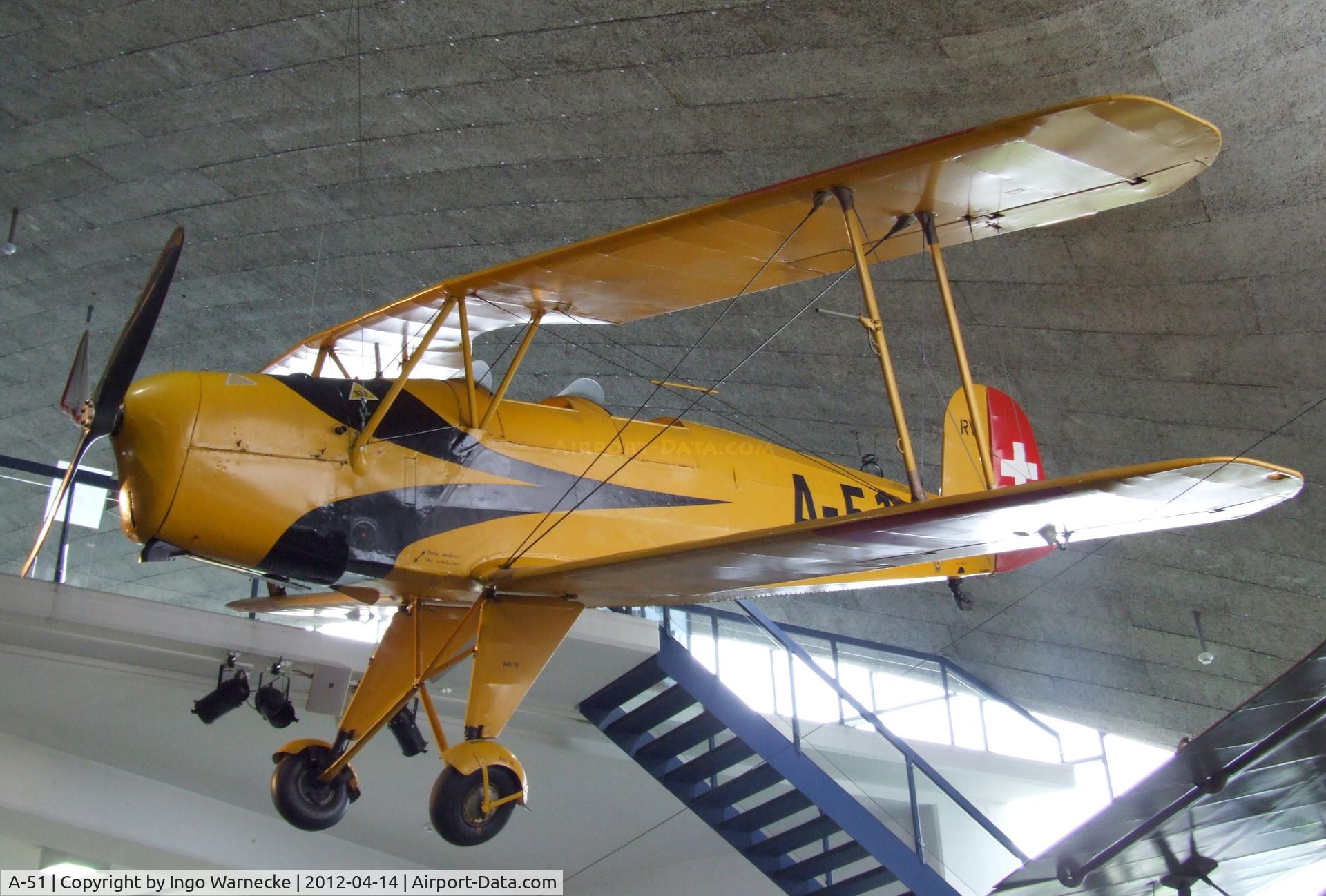 A-51, Bucker Bu-131B Jungmann C/N 64, Bücker Bü 131B Jungmann at the Flieger-Flab-Museum, Dübendorf