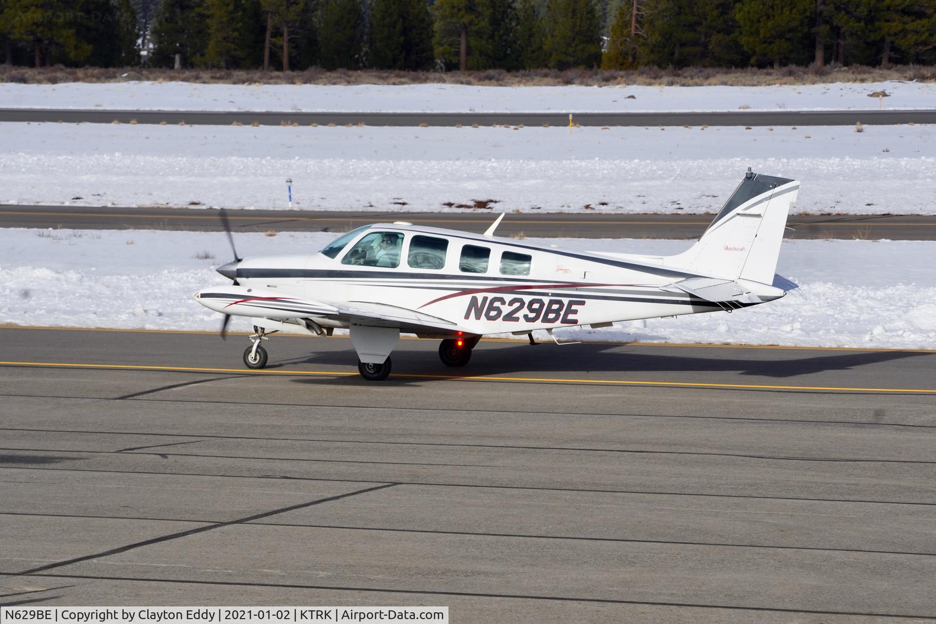 N629BE, 1999 Raytheon Aircraft Company A36 Bonanza C/N E-3287, Truckee airport California 2021.