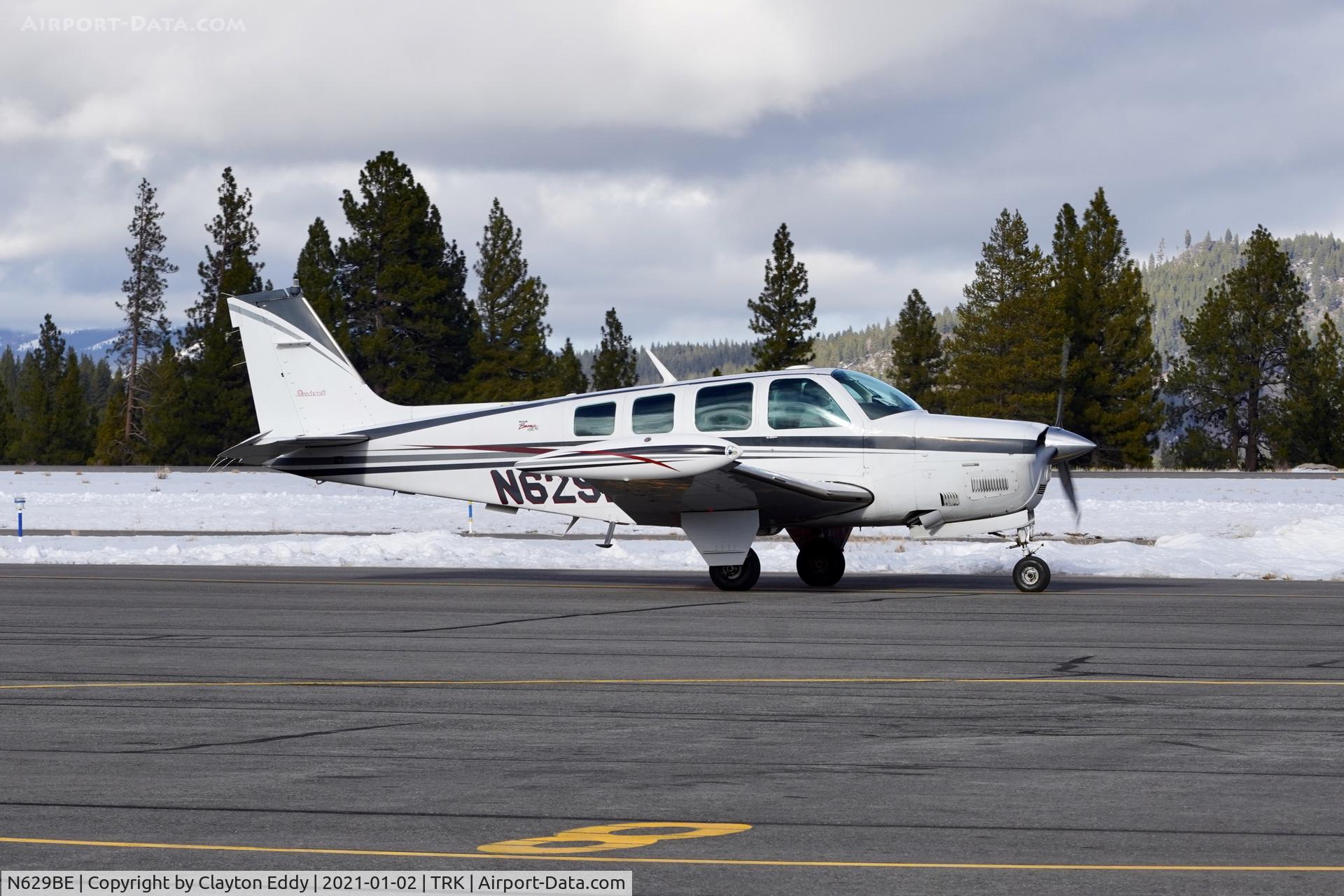 N629BE, 1999 Raytheon Aircraft Company A36 Bonanza C/N E-3287, Truckee airport California 2021.