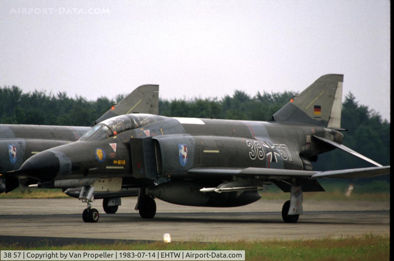 38 57, 1972 McDonnell Douglas F-4F Phantom II C/N 4767, Luftwaffe McDonnell Douglas F-4F-59-MC Phantom II on the runway at Twenthe Air base, the Netherlands, 1983