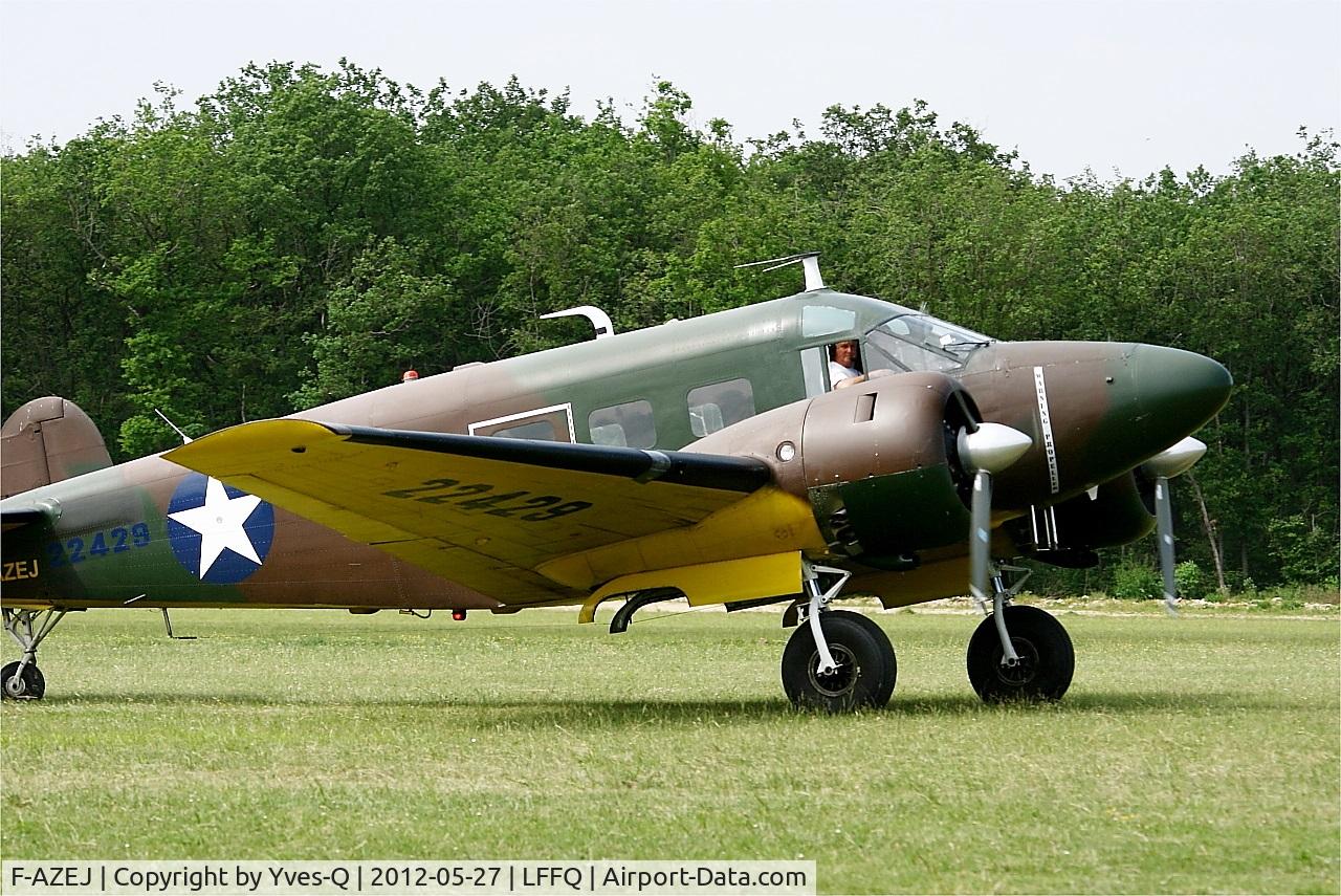 F-AZEJ, 1958 Beech E18S C/N BA-359, Beech E18S, Taxiing, La Ferté-Alais Airfield (LFFQ) Air show 2012