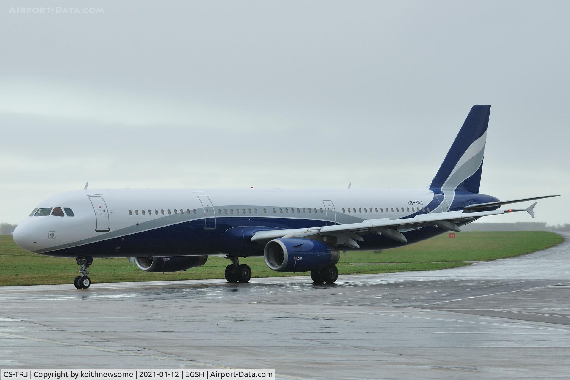 CS-TRJ, 1999 Airbus A321-231 C/N 1004, Leaving Norwich for Beja, Portugal. With new colour scheme.