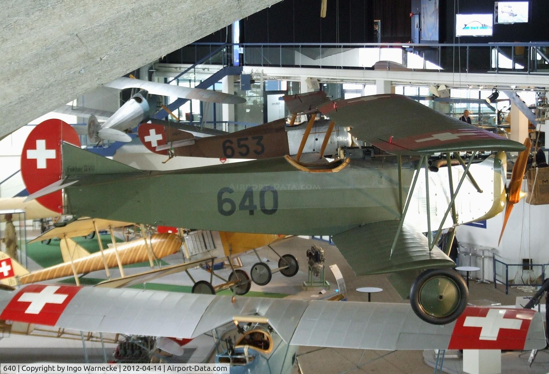 640, 1917 Fokker D-VII C/N Not found 640, Fokker D VII at the Flieger-Flab-Museum, Dübendorf