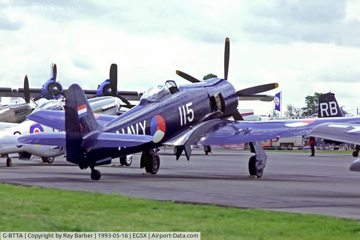 G-BTTA, 1948 Hawker Fury FB.10 C/N 37534, G-BTTA   Hawker Fury ISS [37534] North Weald~G 16/05/1993