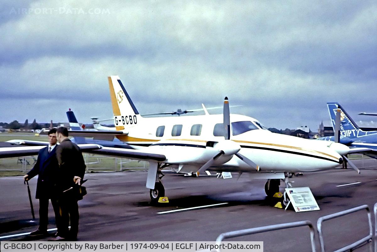 G-BCBO, 1974 Piper PA-31P Navajo Navajo C/N 31P-7400196, G-BCBO   Piper PA-31P-425 Pressurized Navajo [31P-7400196] (CSE Aviation) Farnborough~G 04/09/1974