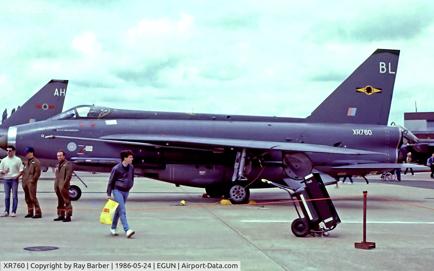 XR760, 1965 English Electric Lightning F.6 C/N 95225, XR760   English Electric Lightning F.6 [95225] (Royal Air Force) RAF Mildenhall~G 24/05/1986