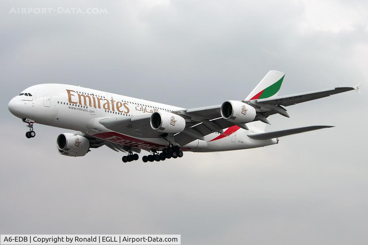A6-EDB, 2008 Airbus A380-861 C/N 013, at lhr