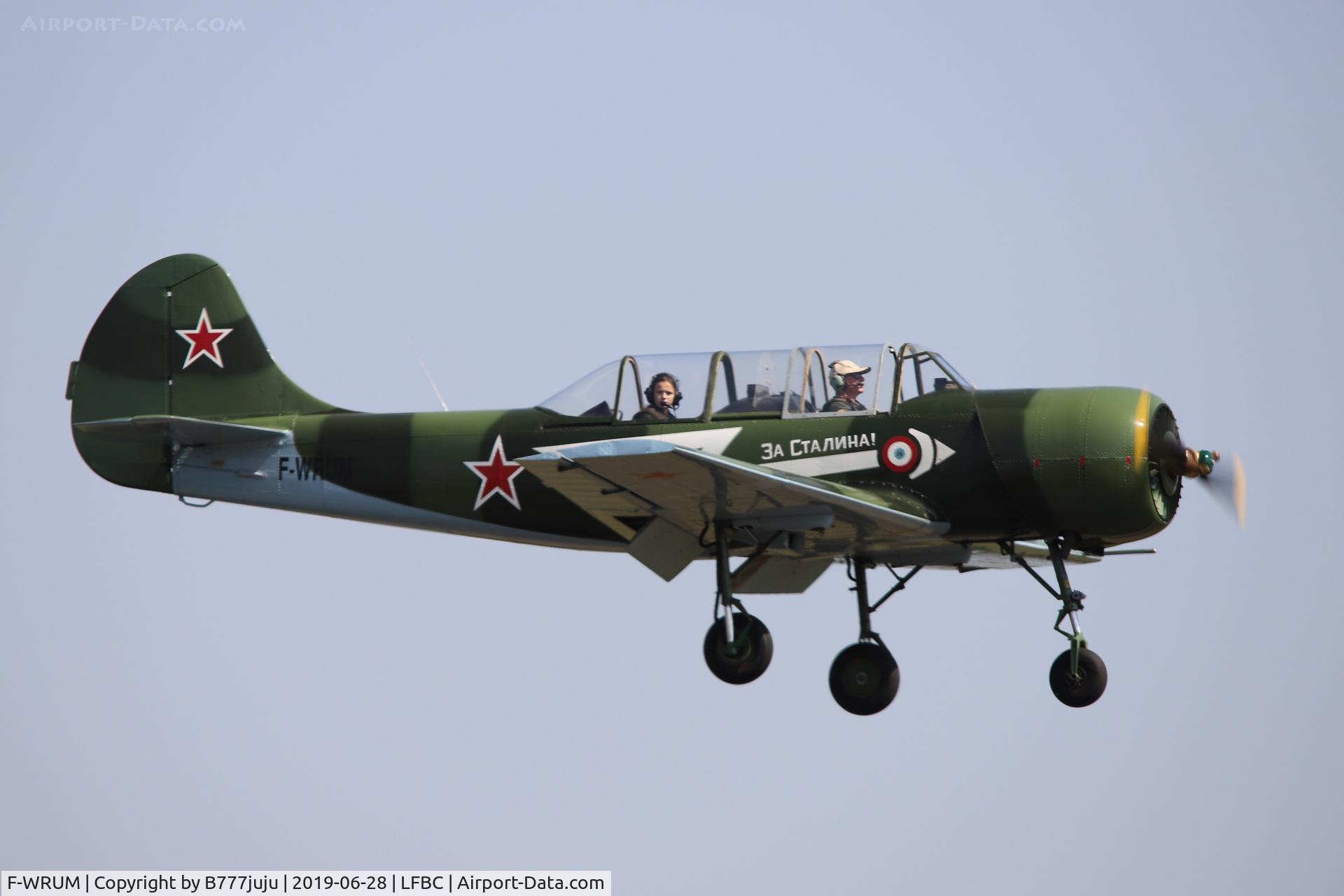 F-WRUM, 1988 Yakovlev Yak-52 C/N 889109, at Cazaux Airshow