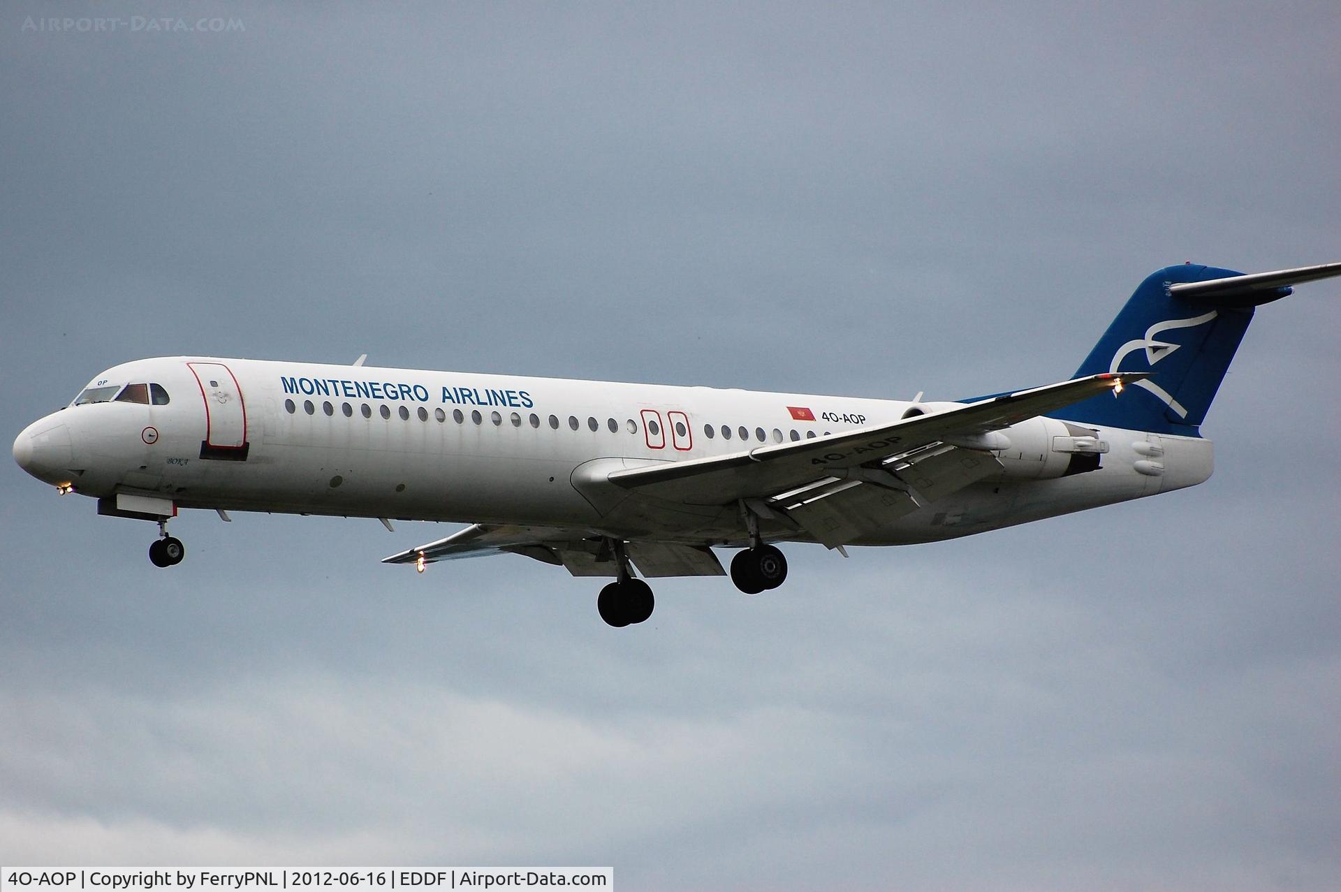 4O-AOP, 1991 Fokker 100 (F-28-0100) C/N 11332, Landing of Montenegro Fk100