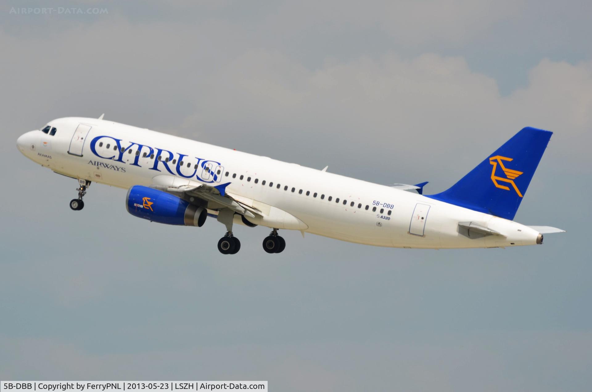 5B-DBB, 1991 Airbus A320-231 C/N 256, Cyprus Airways departing ZRH
