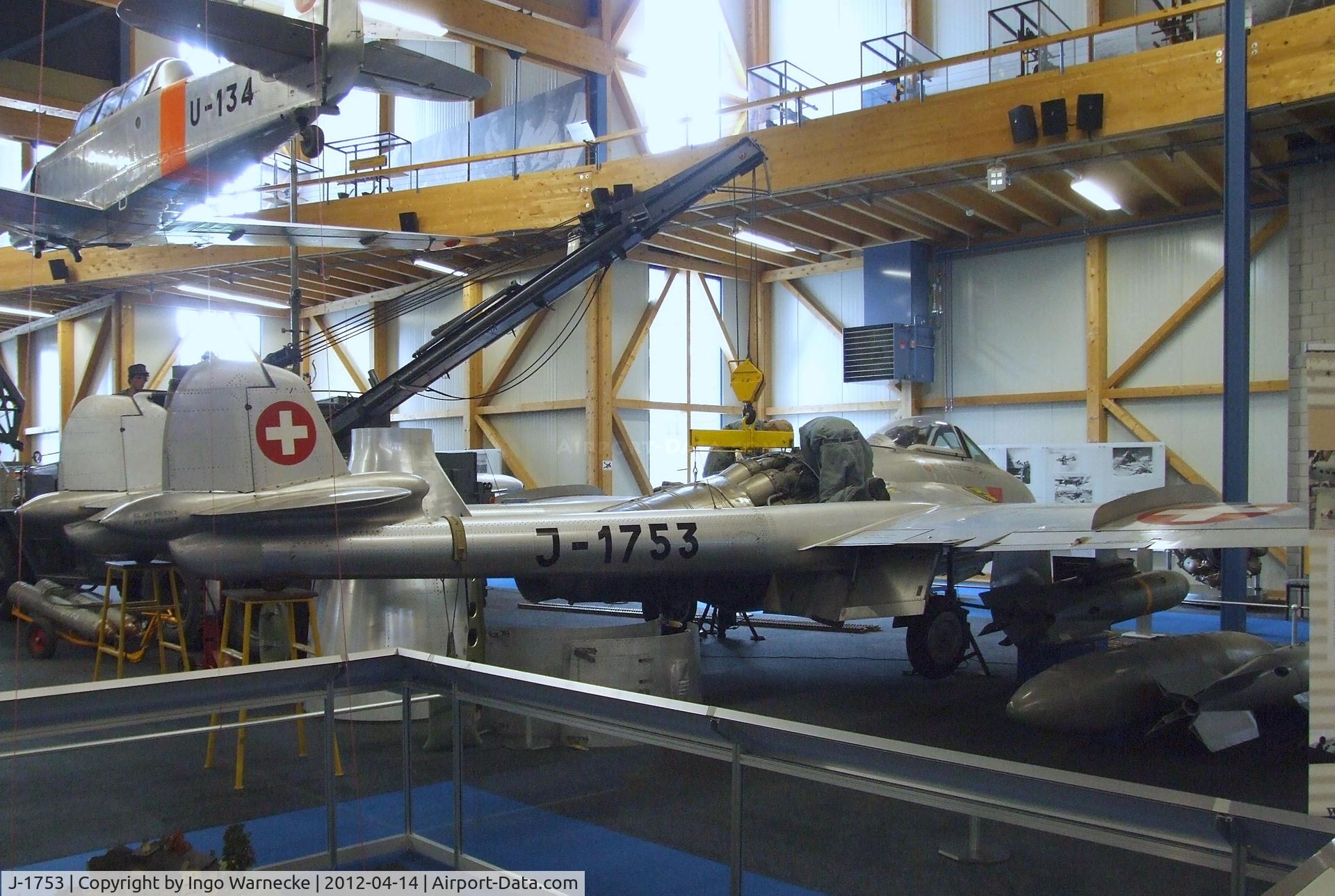 J-1753, De Havilland (F+W Emmen) DH-112 Venom FB.54 C/N 923, De Havilland (F+W Emmen) D.H.112 Venom FB54 at the Flieger-Flab-Museum, Dübendorf
