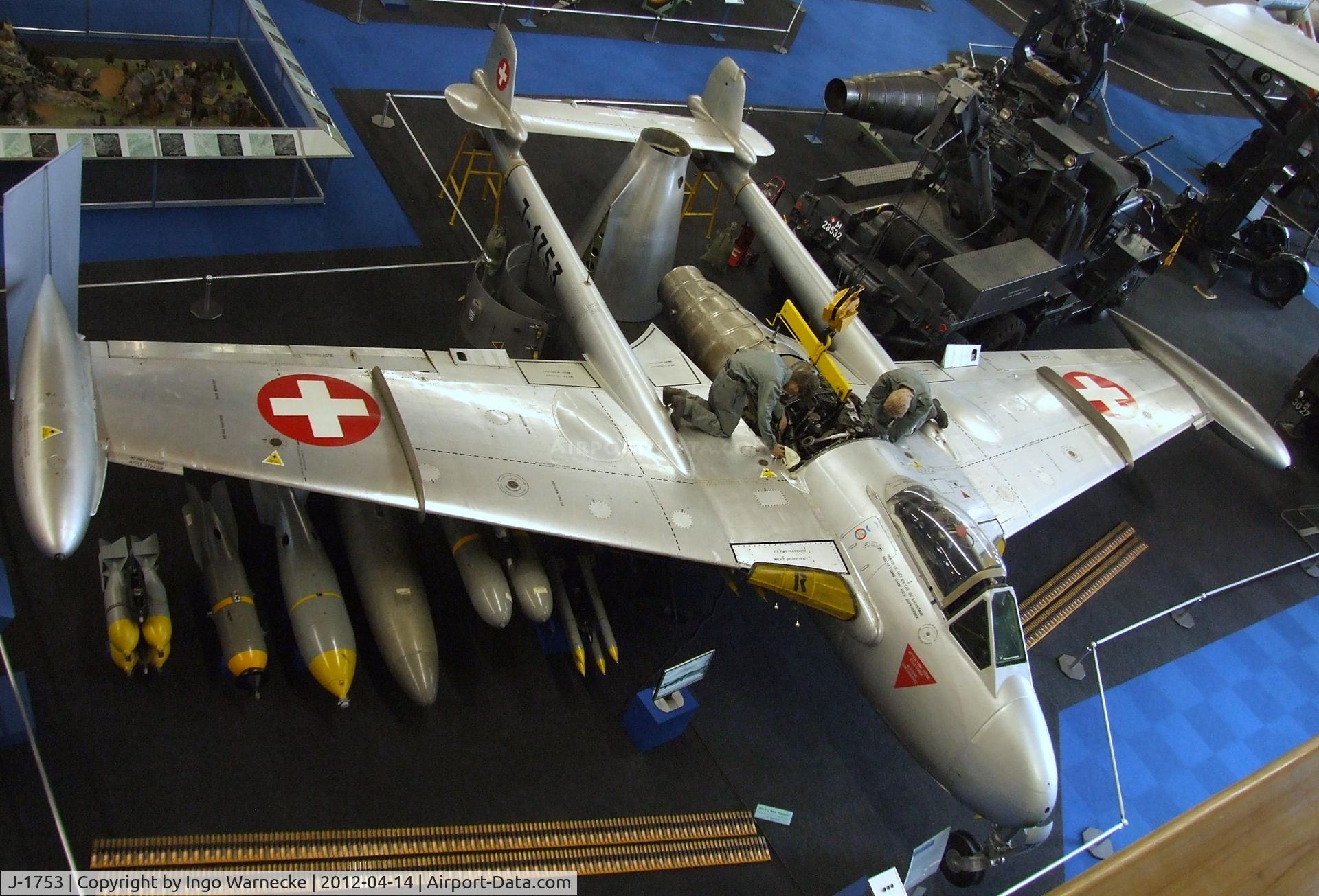 J-1753, De Havilland (F+W Emmen) DH-112 Venom FB.54 C/N 923, De Havilland (F+W Emmen) D.H.112 Venom FB54 at the Flieger-Flab-Museum, Dübendorf