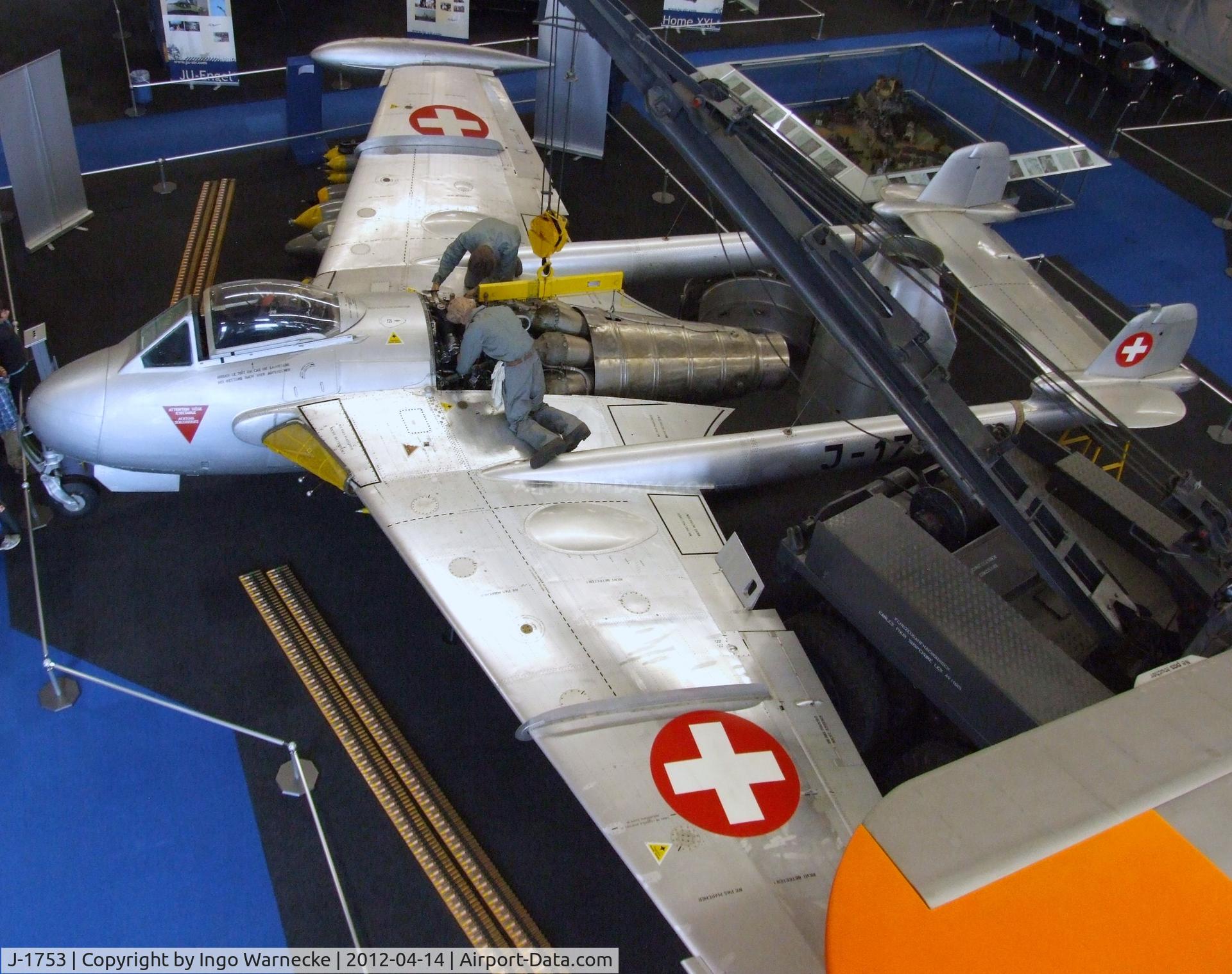 J-1753, De Havilland (F+W Emmen) DH-112 Venom FB.54 C/N 923, De Havilland (F+W Emmen) D.H.112 Venom FB54 at the Flieger-Flab-Museum, Dübendorf