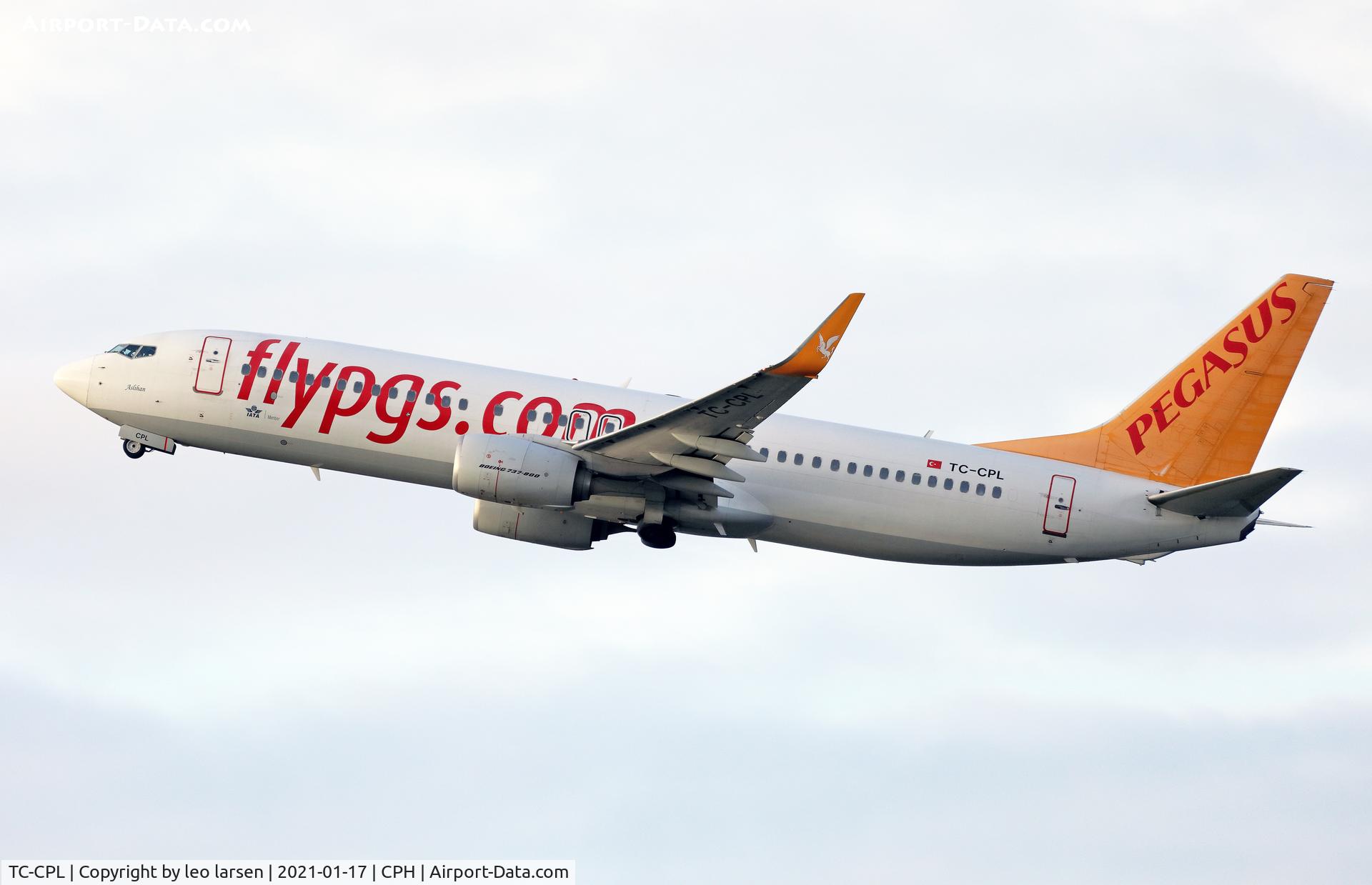 TC-CPL, 2014 Boeing 737-82R C/N 40010, Copenhagen 17.1.2021