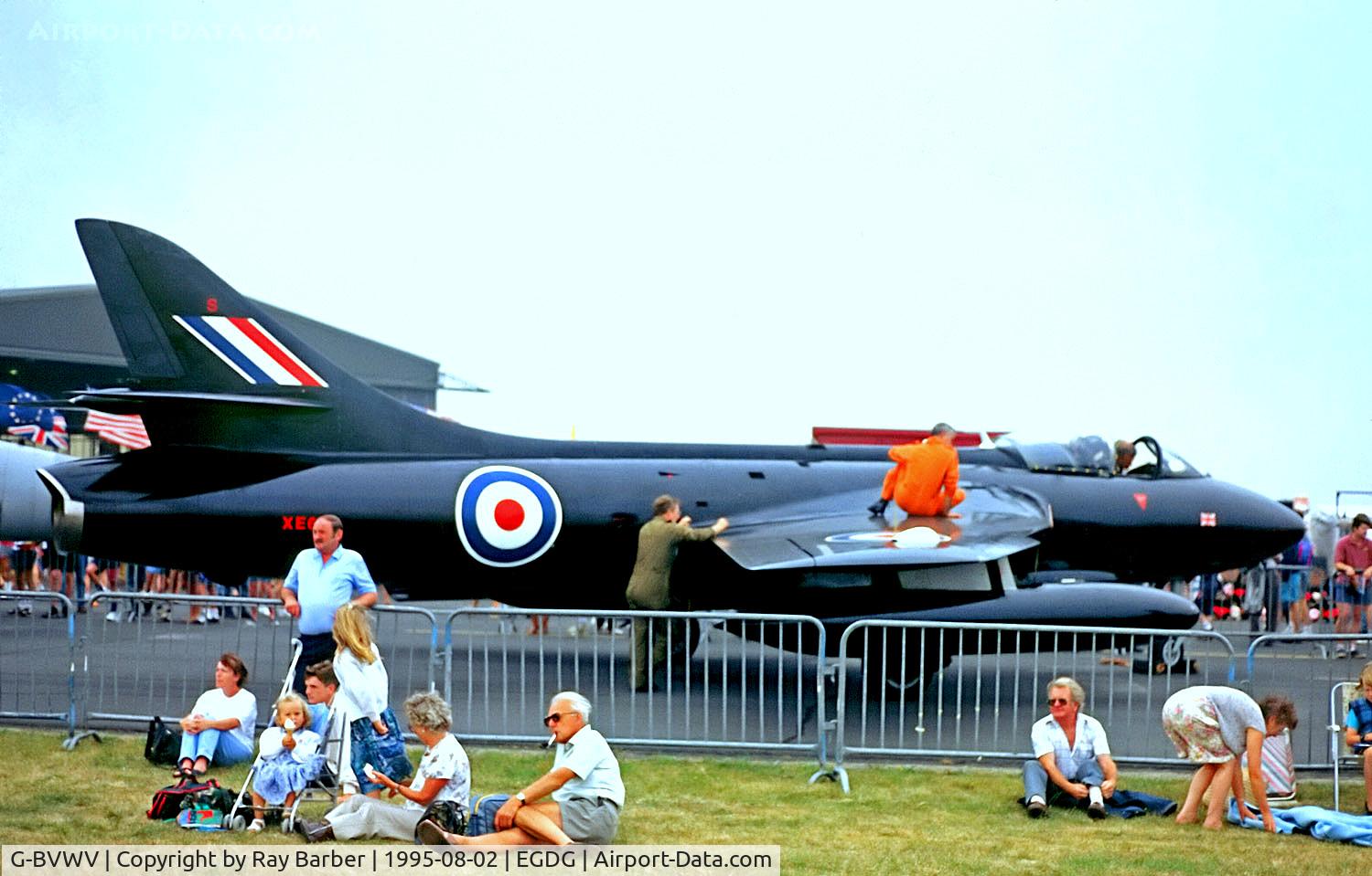 G-BVWV, 1956 Hawker Hunter F.6A C/N 41H-674112, G-BVWV   (XE653) Hawker Hunter F.6A [41H/679997] (Royal Air Force) RAF St. Mawgan~G 02/08/1995.  I have found 3 different construction numbers for this aircraft 41H-674112, 41H-679991 and the above.