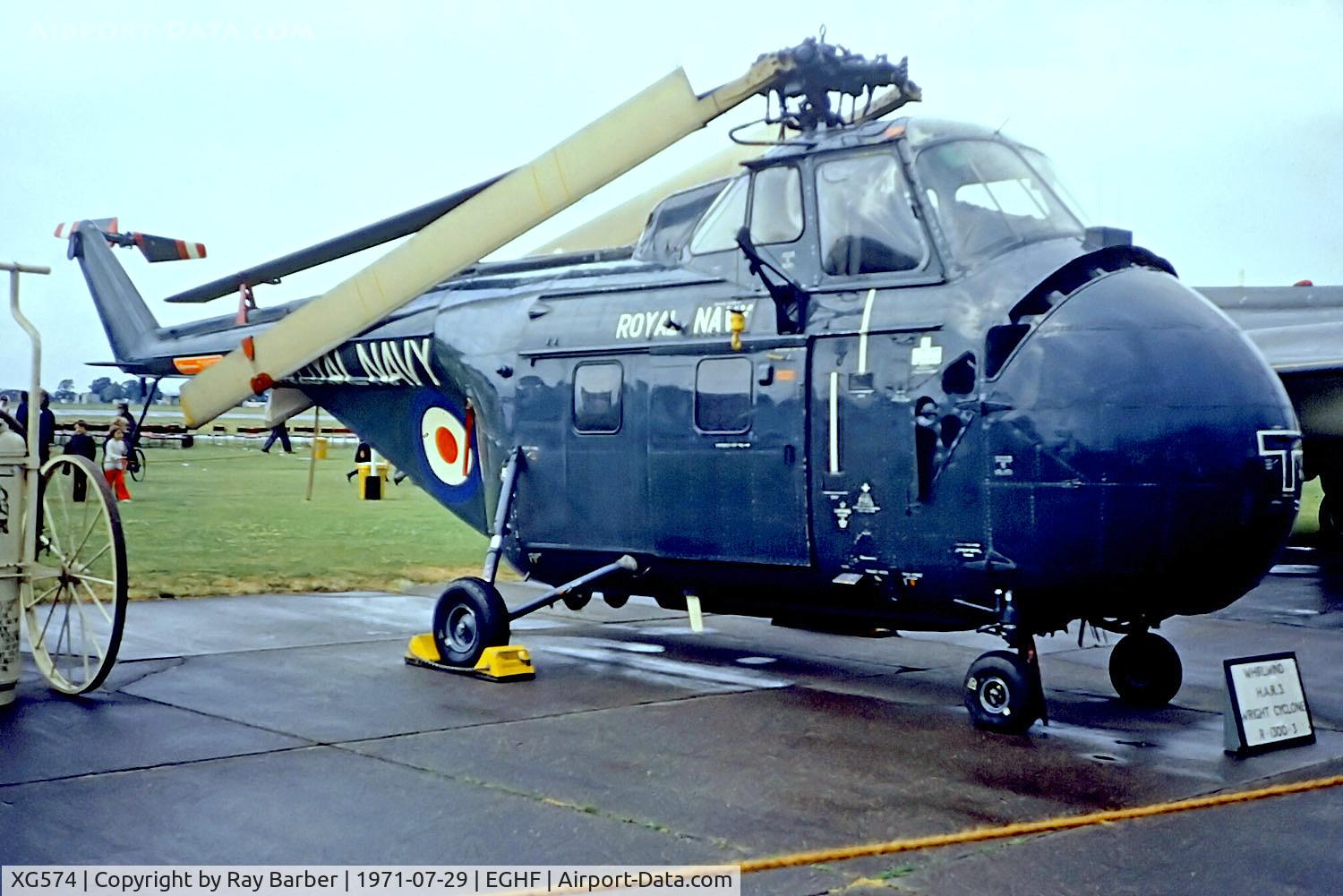 XG574, 1955 Westland Whirlwind HAR.3 C/N WA69, XG574   (A2575) Westland Whirlwind HAR.3 [WA69] (Royal Navy) RNAS Lee-on-Solent 29/07/1971