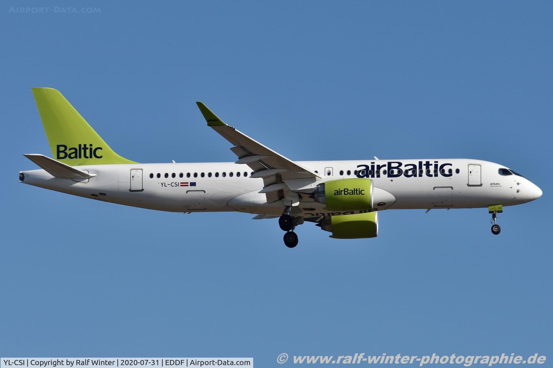 YL-CSI, 2018 Bombardier CSeries CS300 (BD-500-1A11) C/N 55034, Bombardier BD-500-1A11 CS300 - BT BTI Air Baltic - 55034 - YL-CSI - 31.07.2020 - FRA