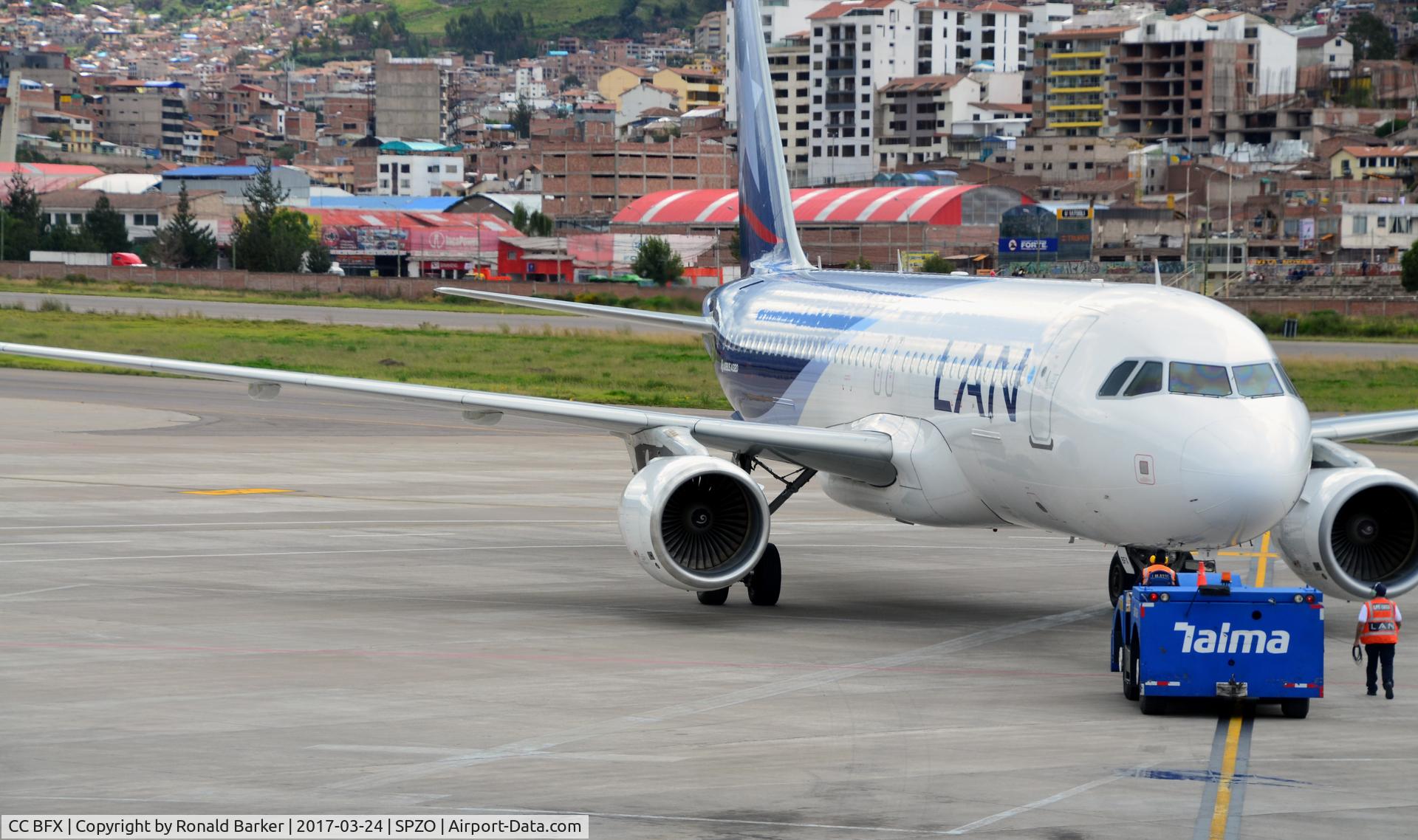 CC BFX, 2014 Airbus A320-214 C/N 6183, Push back Cusco