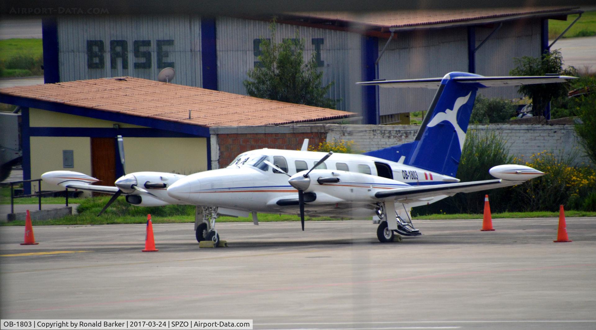 OB-1803, 1980 Piper PA-42-720 Cheyenne III C/N 42-7800002, Parked Cusco