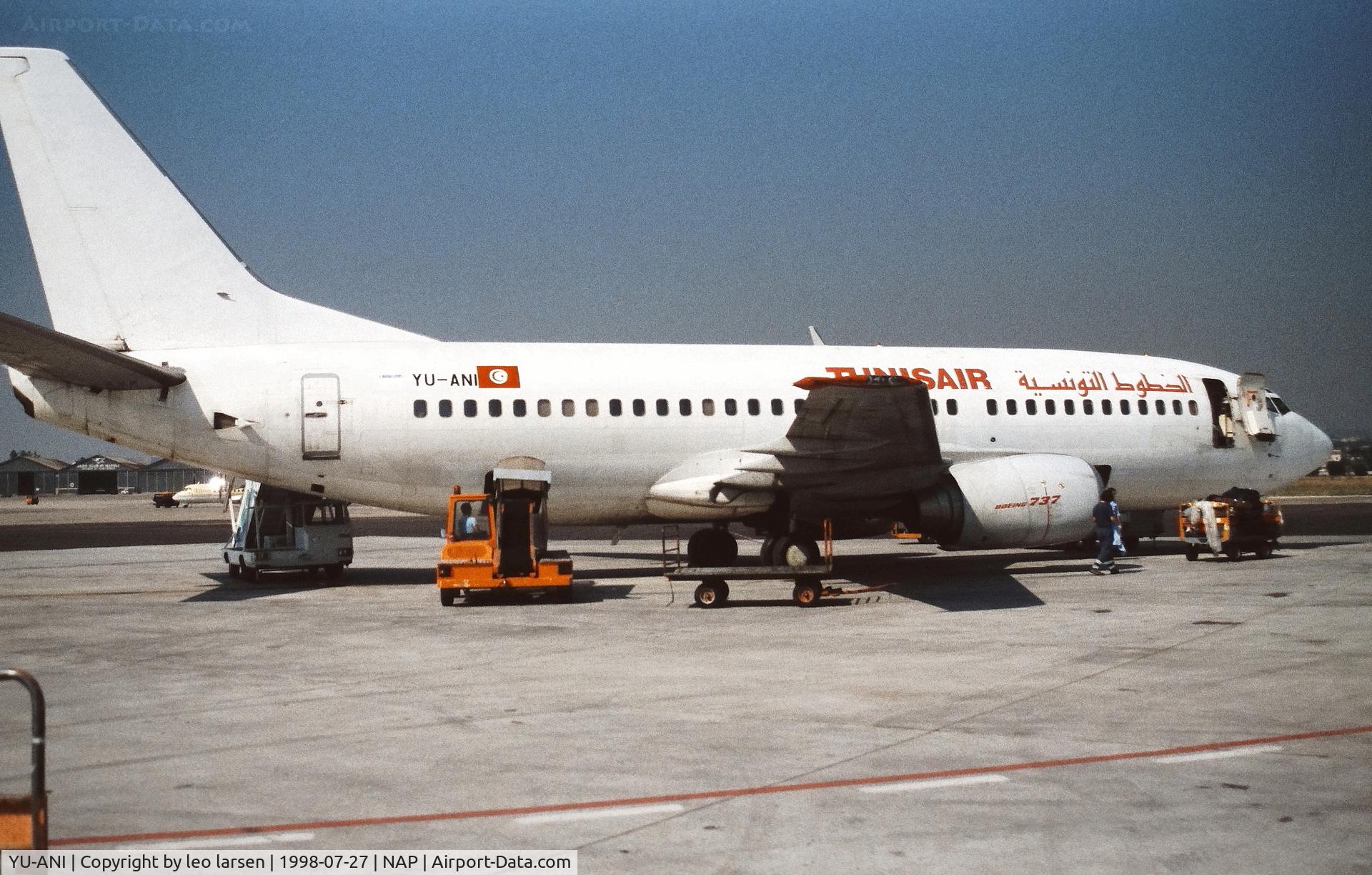 YU-ANI, 1985 Boeing 737-3H9 C/N 23416, Naples  27.7.1998.Duing lease to Tunis Air