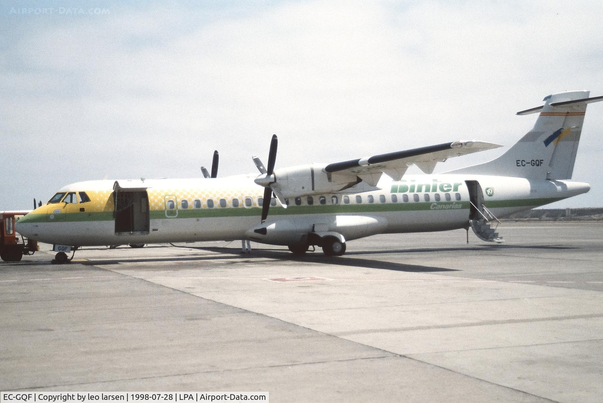 EC-GQF, 1996 ATR 72-202 C/N 489, Las Palmas 28.7.1998
