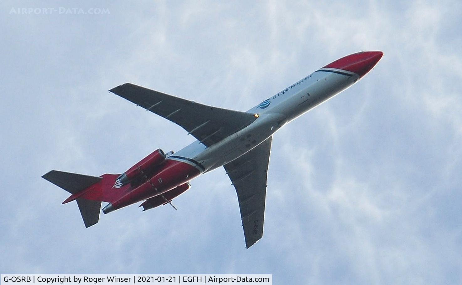 G-OSRB, 1983 Boeing 727-2S2F C/N 22929, Oil spill response aircraft operated by 2Excel aviation SW bound over Swansea west/Gower at 7600 feet