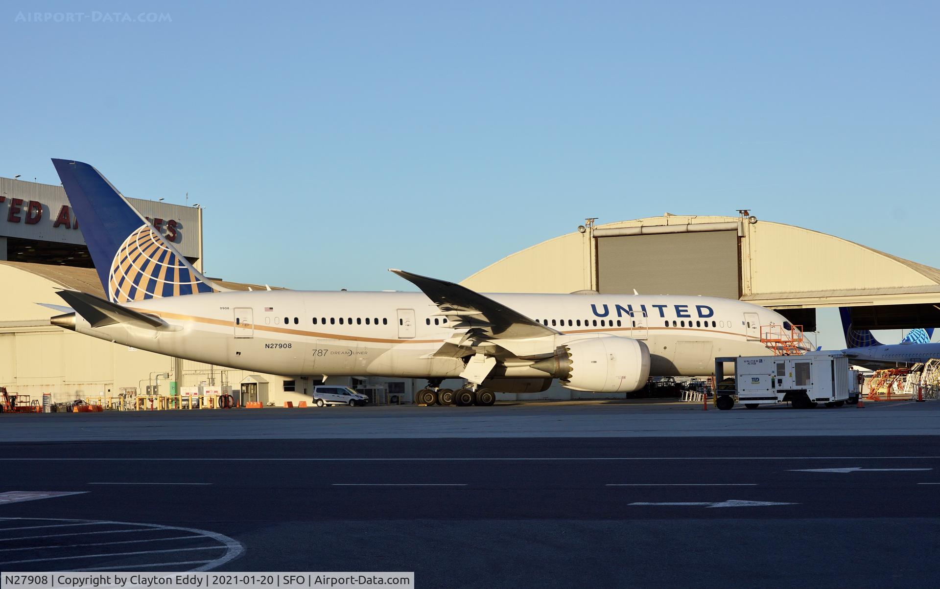 N27908, 2013 Boeing 787-8 Dreamliner C/N 36400, SFO 2021.