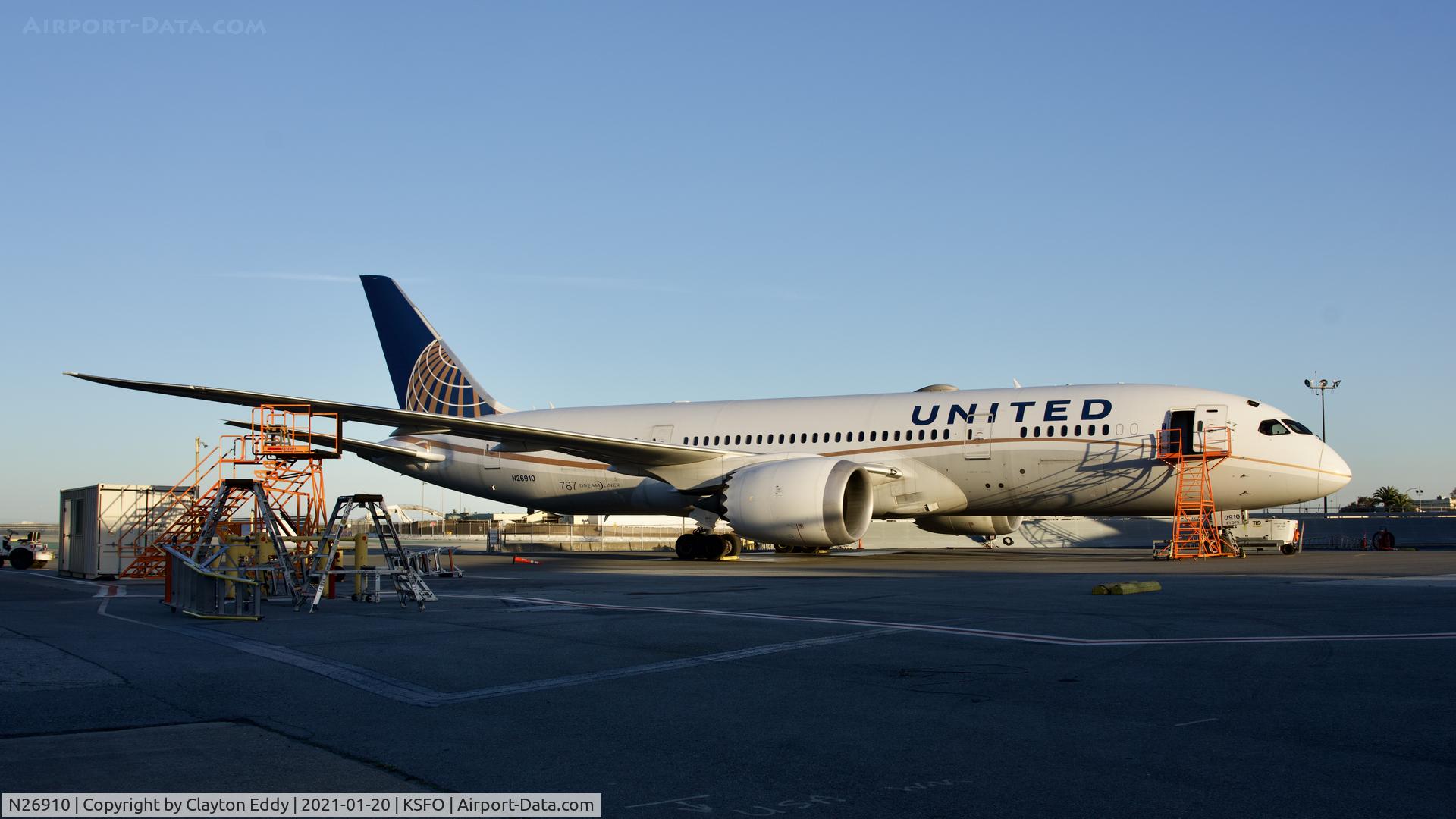 N26910, 2014 Boeing 787-8 Dreamliner C/N 34826, SFO 2021.