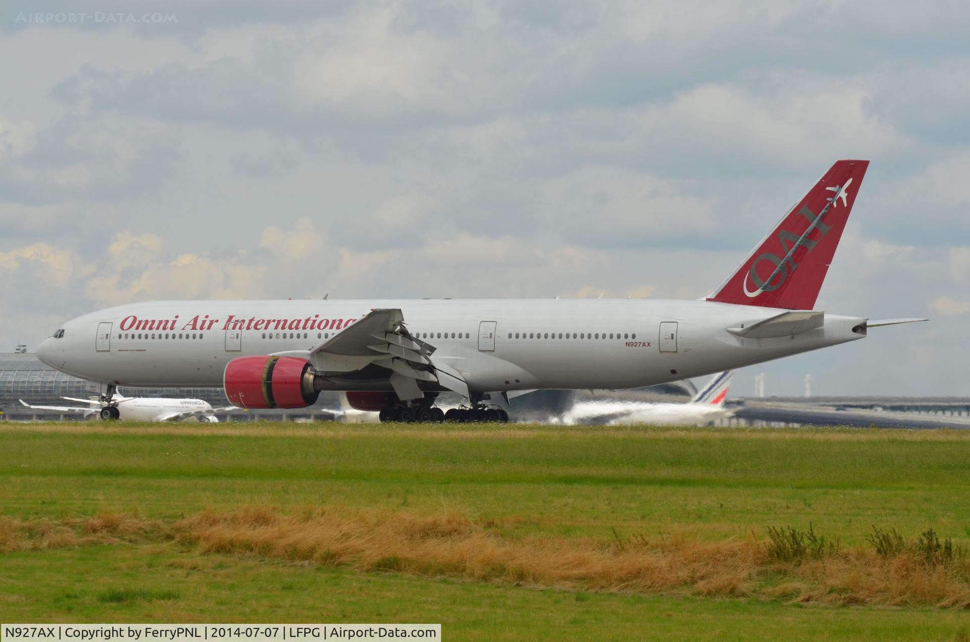 N927AX, 1997 Boeing 777-222/ER C/N 26943, Arrival of Omni B772